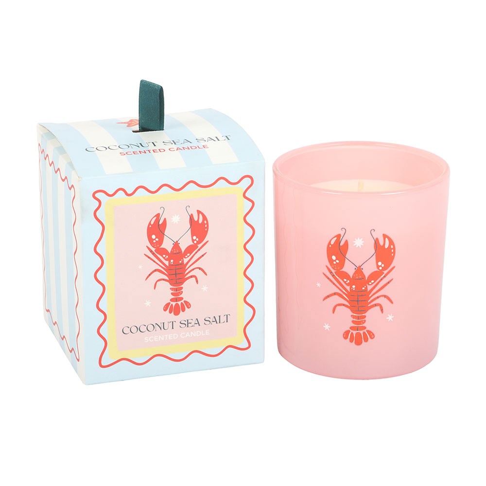 Coconut & Sea Salt Candle with Pastel Lobster Print