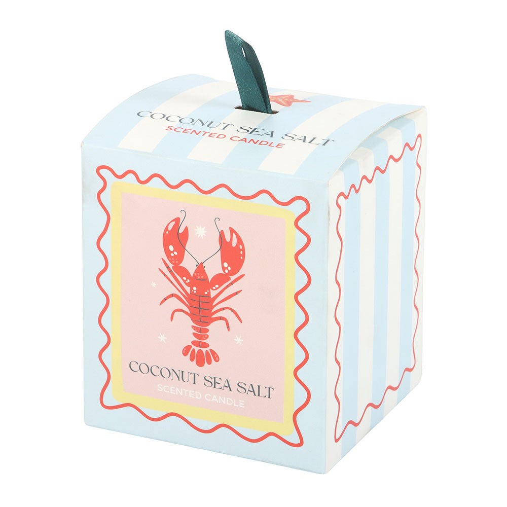 Coconut & Sea Salt Candle with Pastel Lobster Print2
