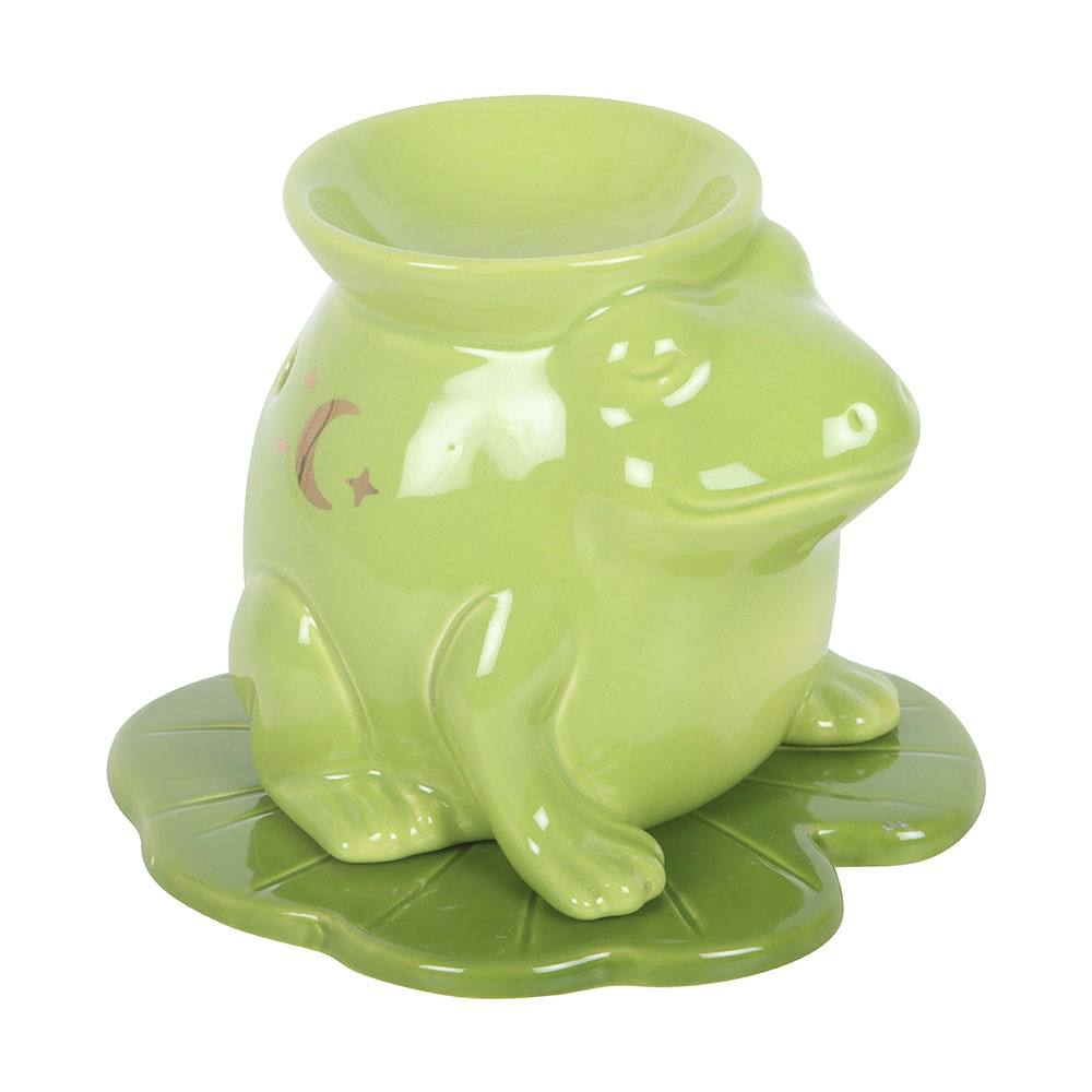 Luna Frog Ceramic Oil Burner with Gold Moon Detail