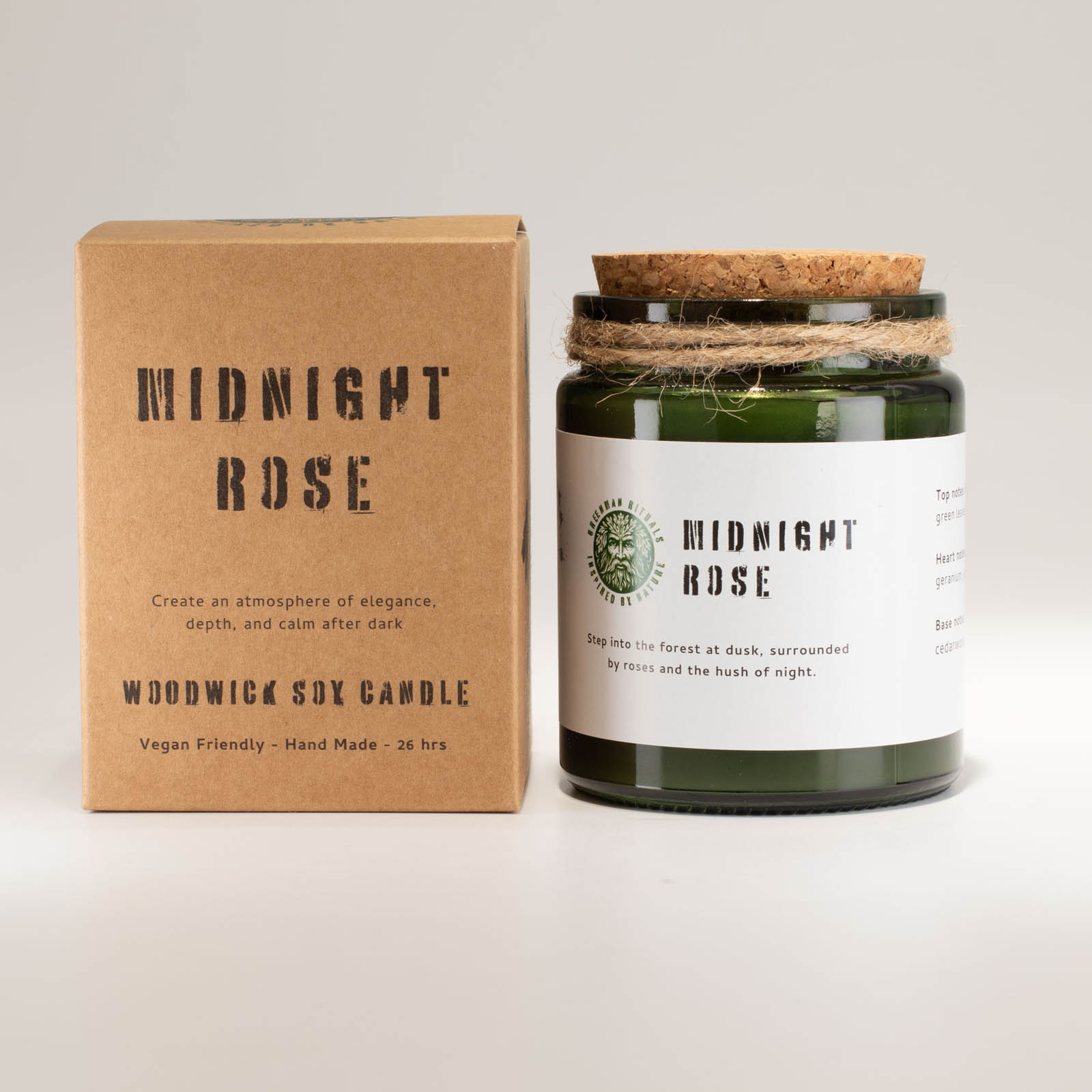 Greenman Rituals Midnight Rose Woodwick Soy Candle1
