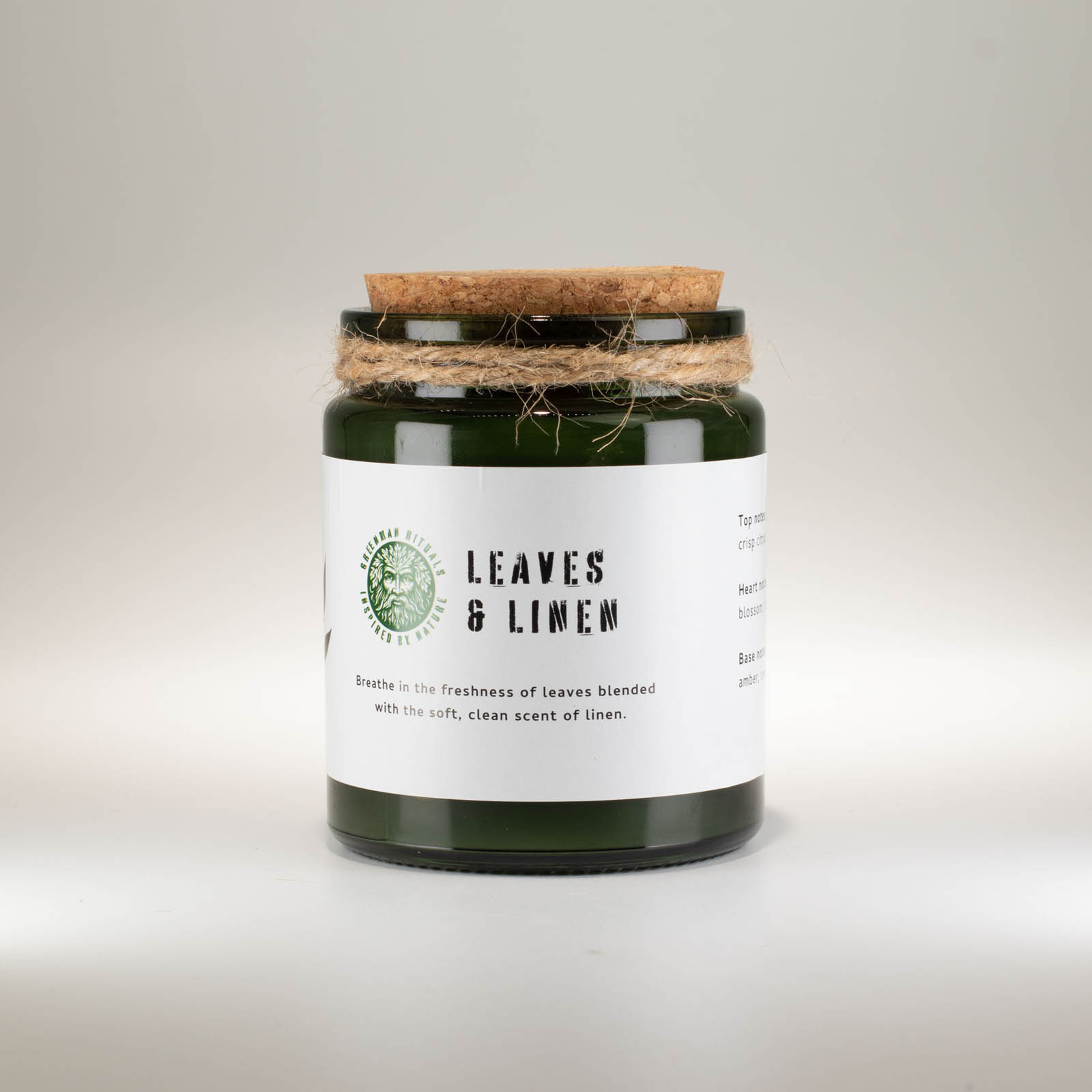 Greenman Rituals Leaves & Linen Woodwick Soy Candle2