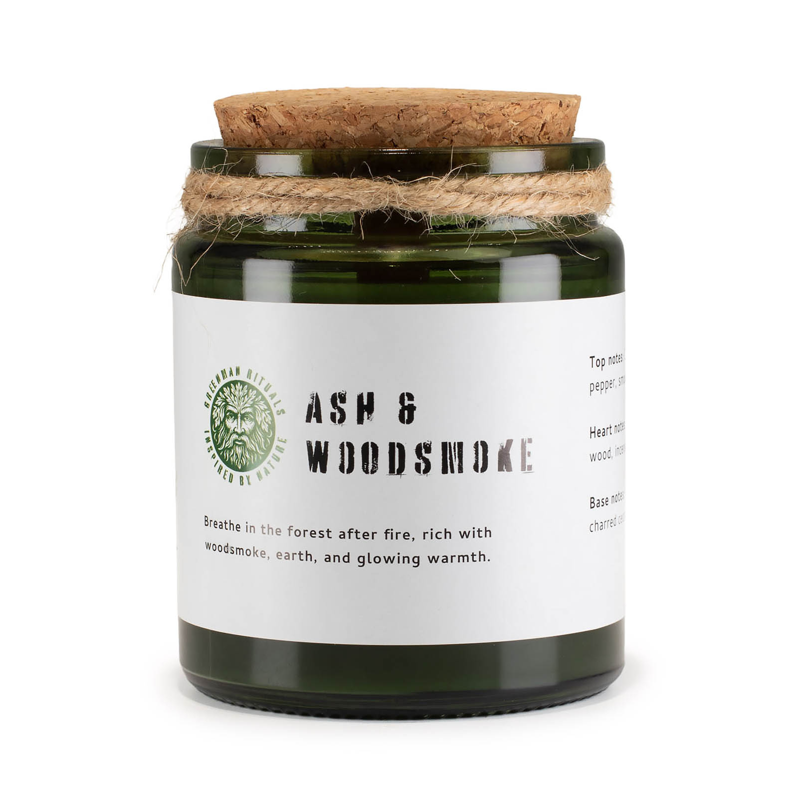 Greenman Rituals Ash & Woodsmoke Woodwick Soy Candle