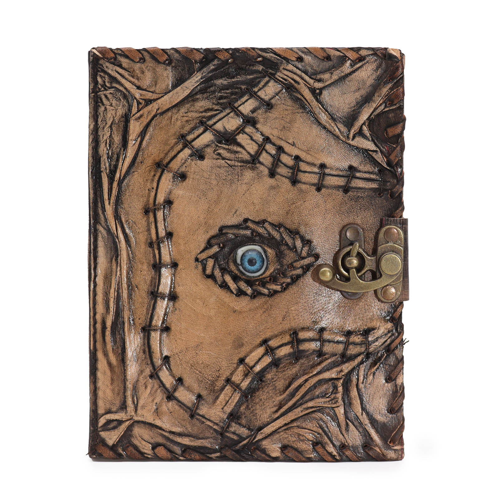 Brown Tan Leather Evil Eye Journal – 20x15cm Deckle Edge Spellbook