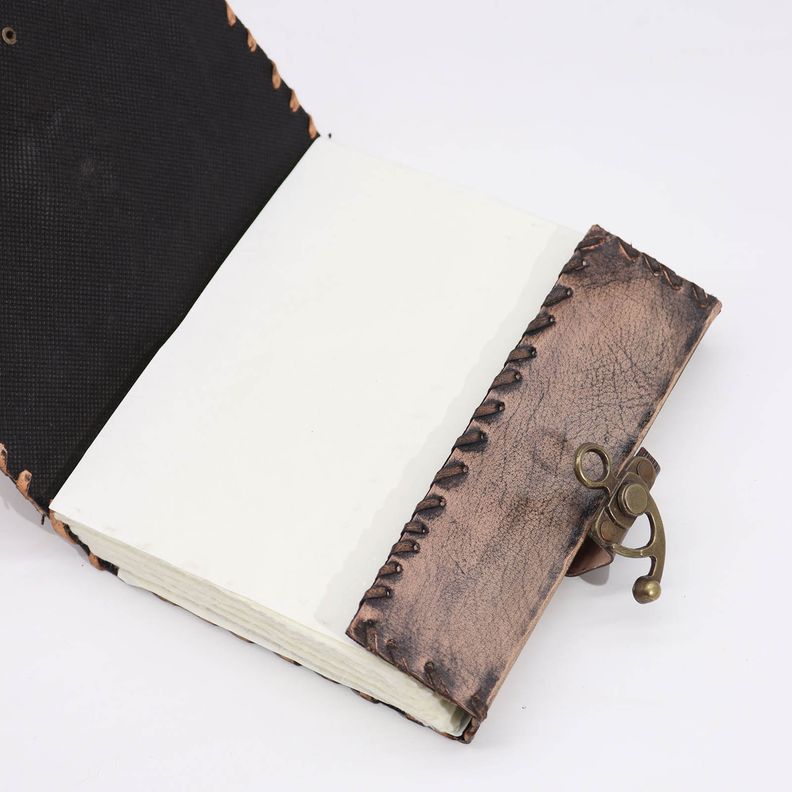 Brown Tan Leather Evil Eye Journal – 20x15cm Deckle Edge Spellbook2