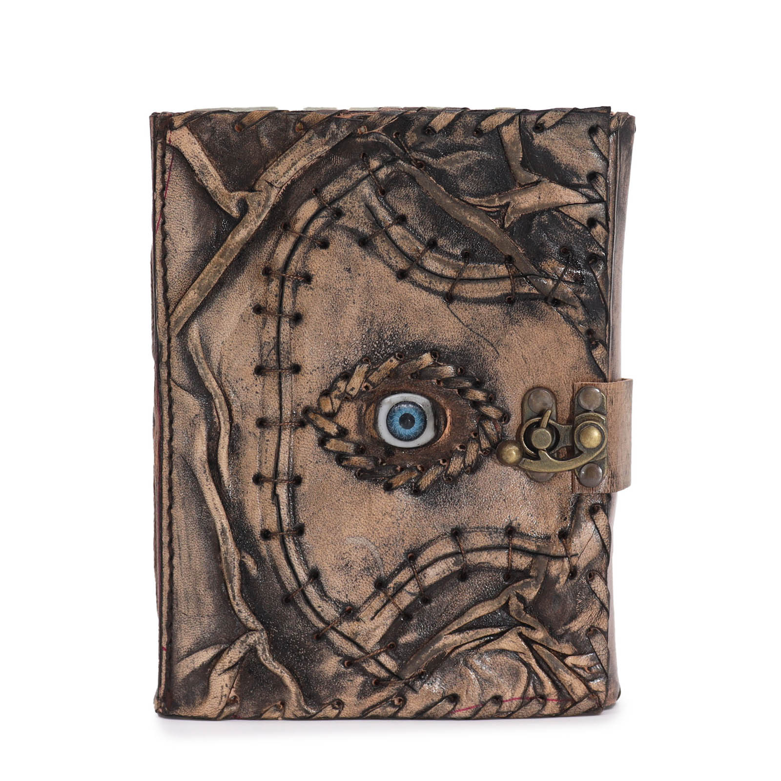 Brown Tan Leather Evil Eye Journal – 17x12.5cm Deckle Edge Spellbook
