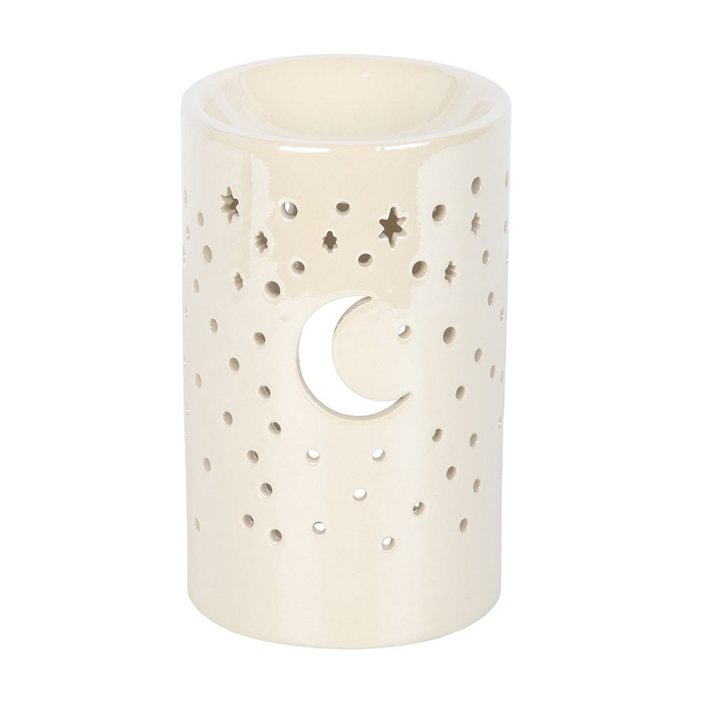 Aura Iridescent White Moon Ceramic Oil Burner & Wax Warmer1