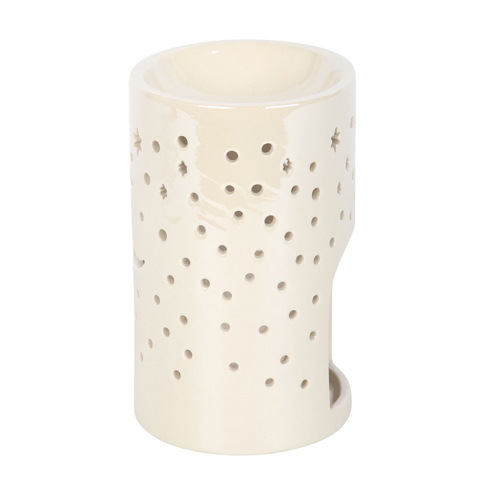 Aura Iridescent White Moon Ceramic Oil Burner & Wax Warmer2