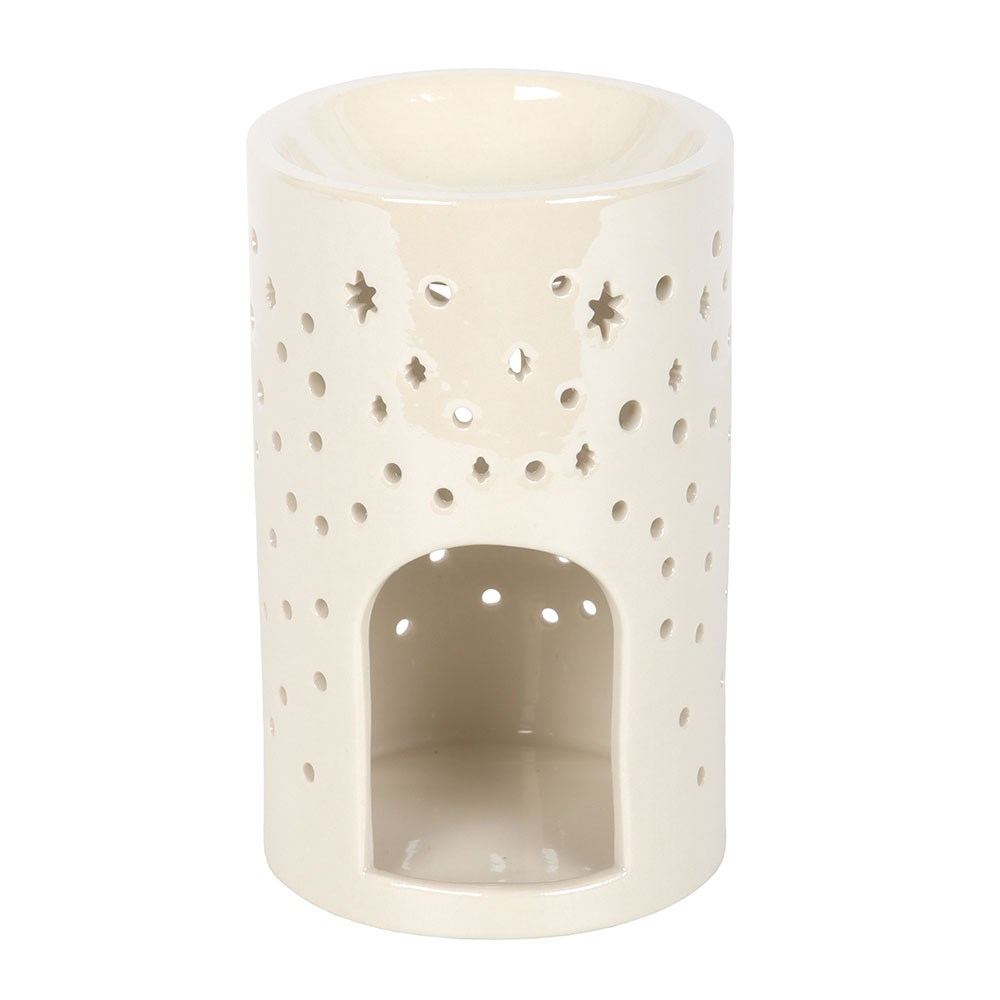 Aura Iridescent White Moon Ceramic Oil Burner & Wax Warmer3