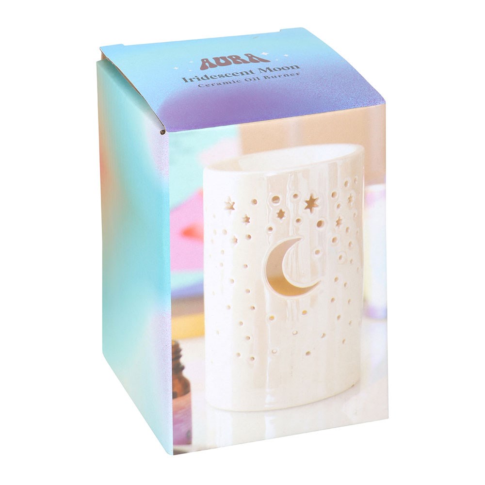 Aura Iridescent White Moon Ceramic Oil Burner & Wax Warmer4