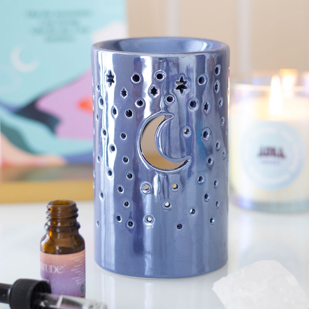 Aura Iridescent Purple Moon Ceramic Oil Burner & Wax Warmer