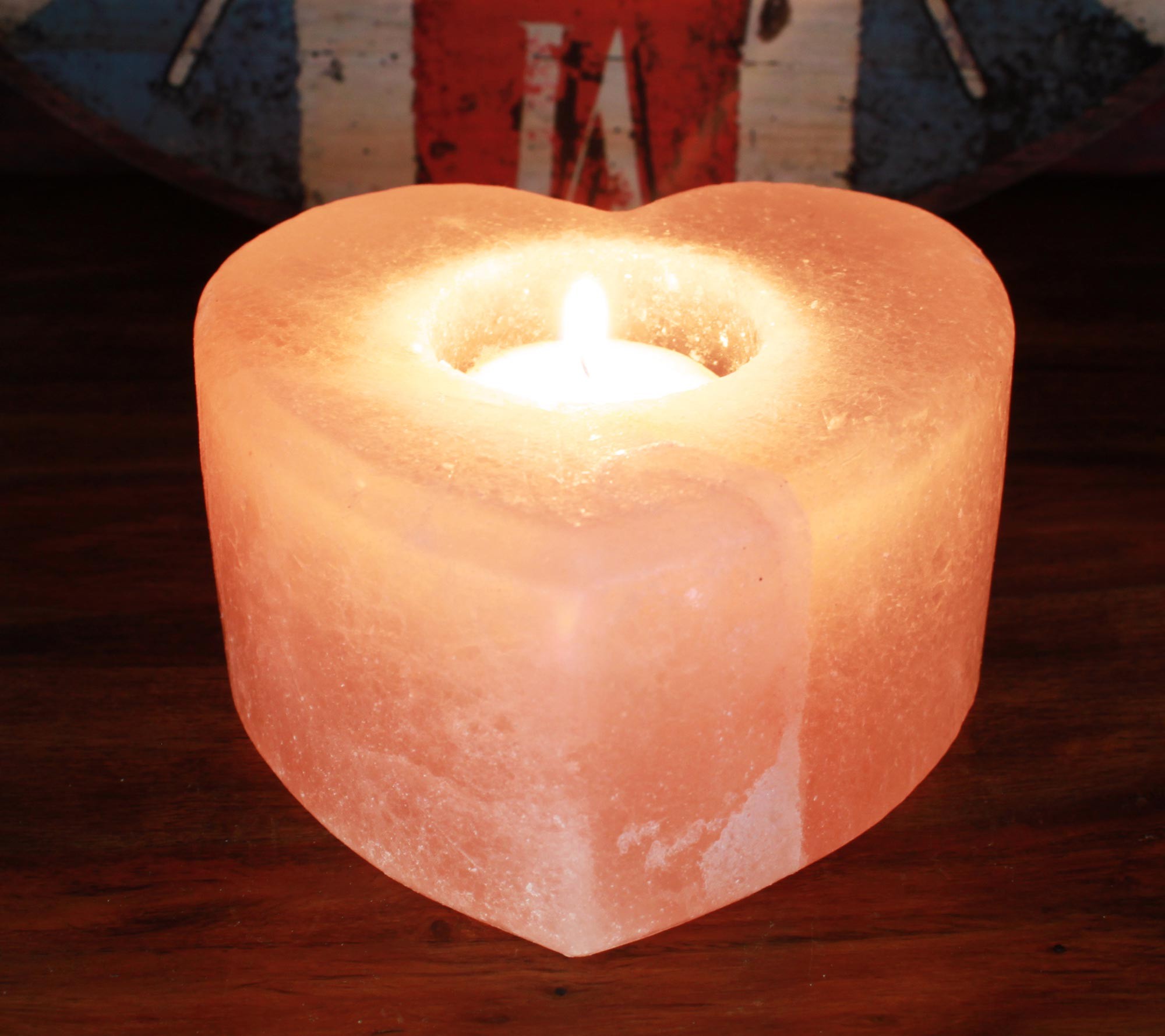 Natural Himalayan Salt Heart Tealight Holder1