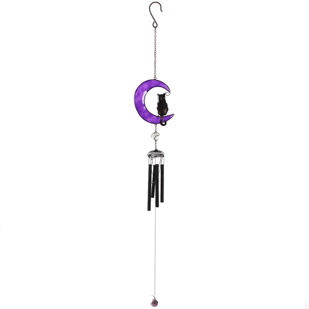 Handcrafted Black Cat & Purple Moon Wind Chime1