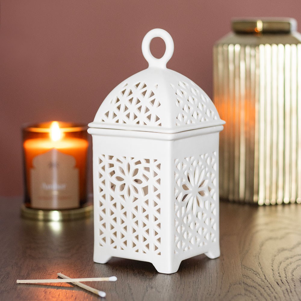 White Ceramic Lantern Multi-Purpose Burner