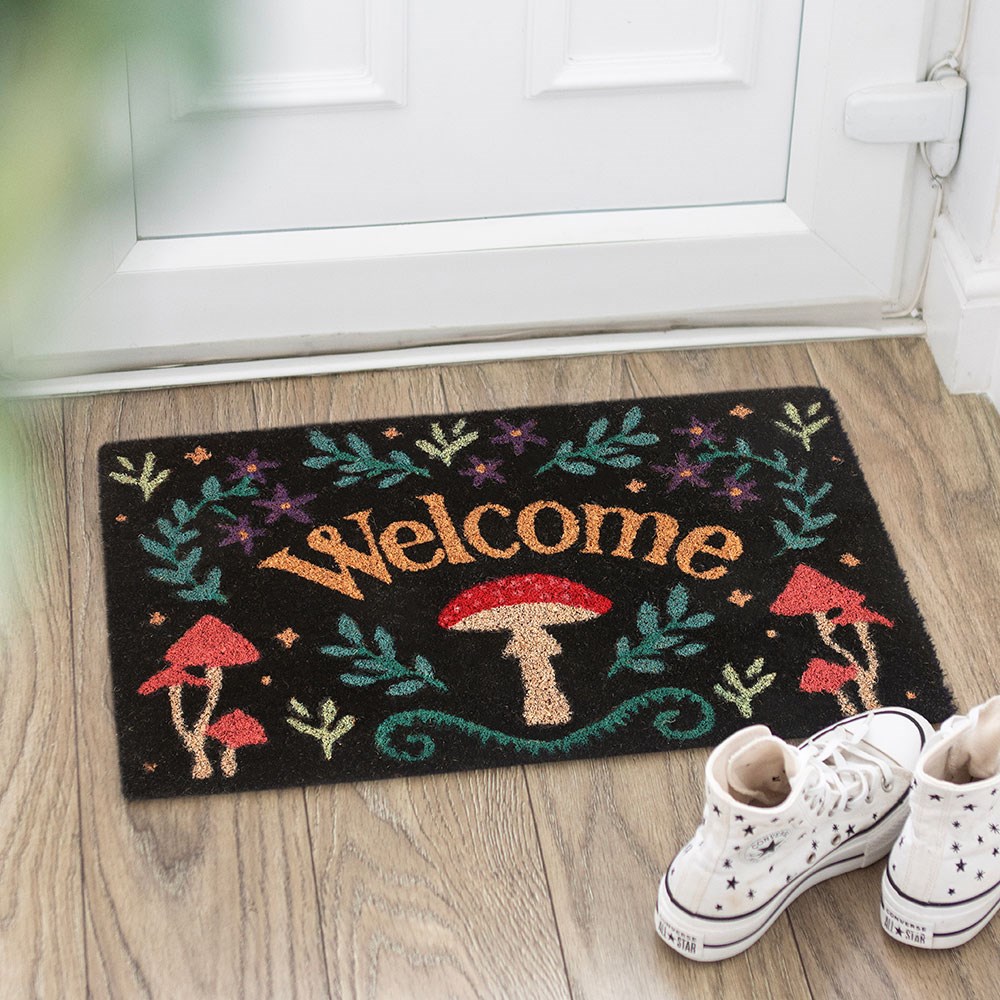 Black Mushroom Welcome Doormat1