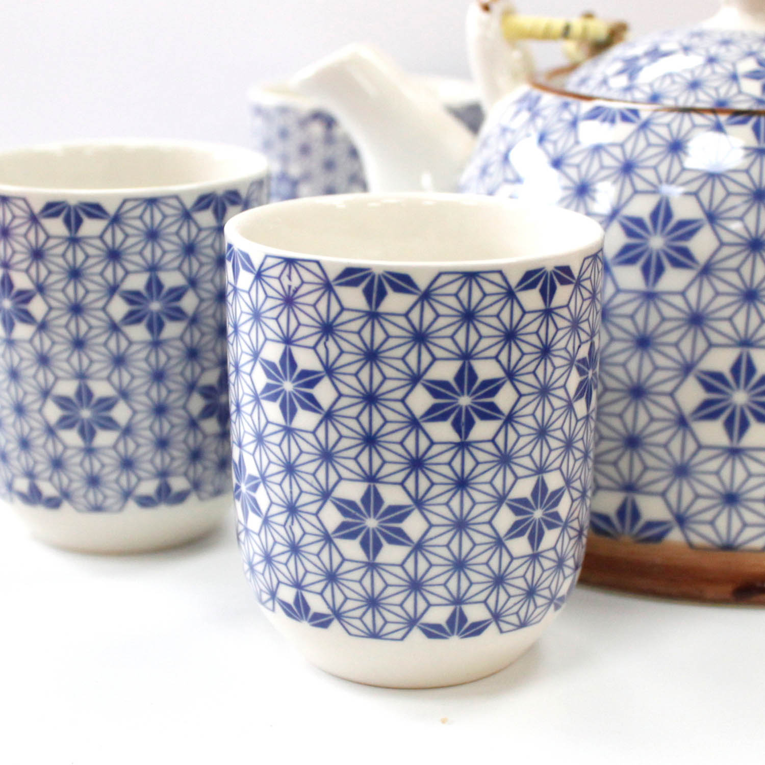 Blue Star Ceramic Herbal Teapot Set with 6 Cups1