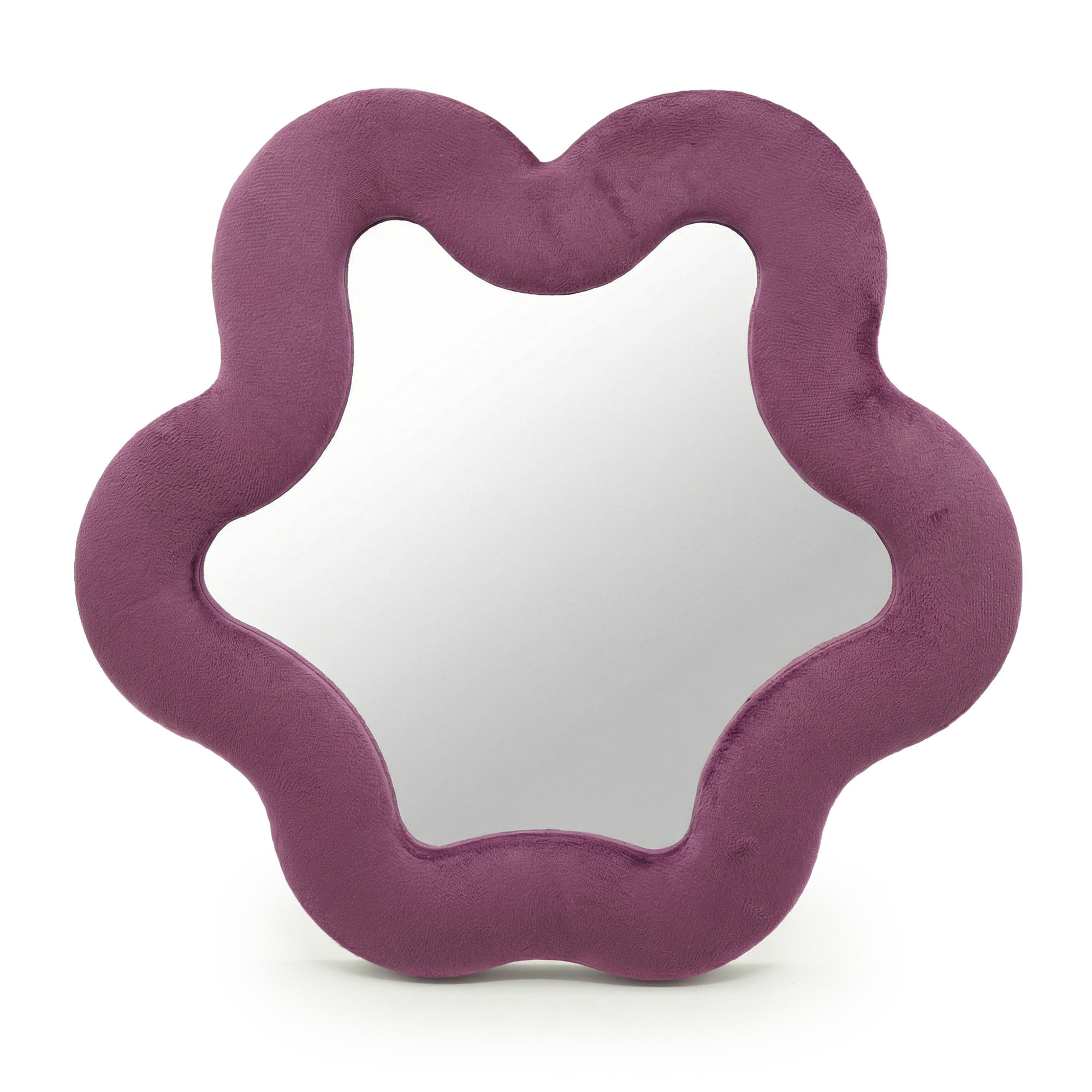 Mauve Velvet Scalloped Star Mirror - 33x23cm