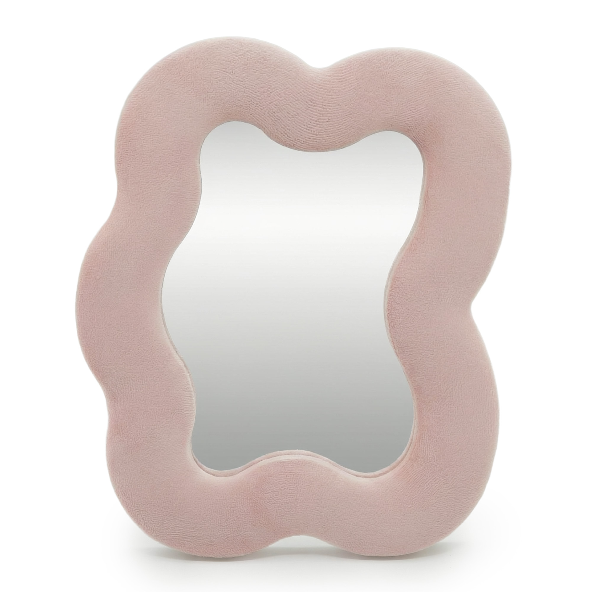 Rose Blush Velvet Scalloped Square Mirror - 22.5x27cm