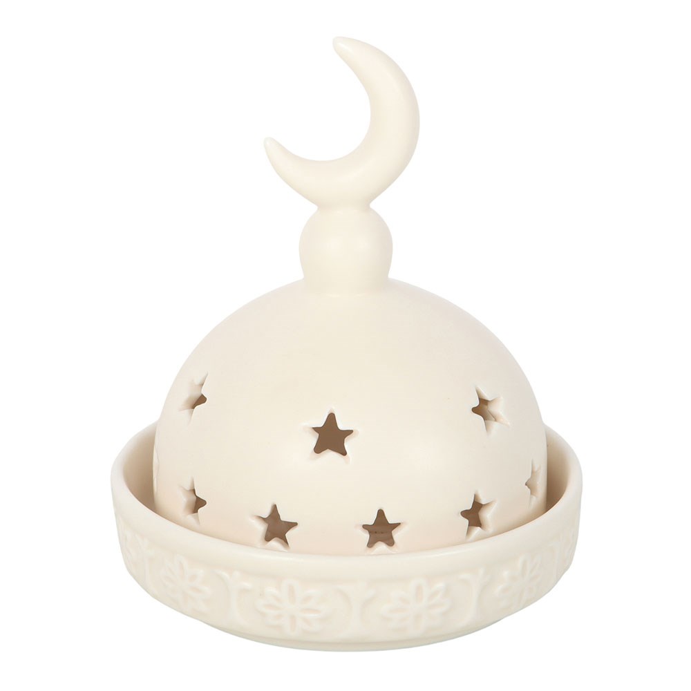 White Ceramic Mosque Incense Cone & Tealight Holder1