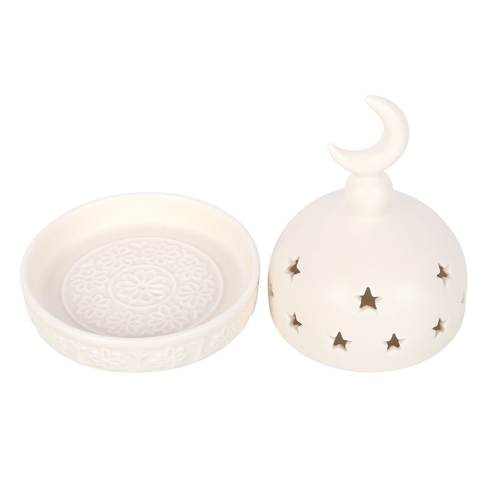 White Ceramic Mosque Incense Cone & Tealight Holder2