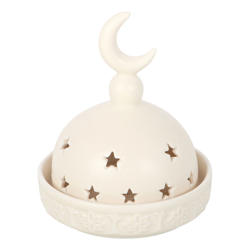 White Ceramic Mosque Incense Cone & Tealight Holder3