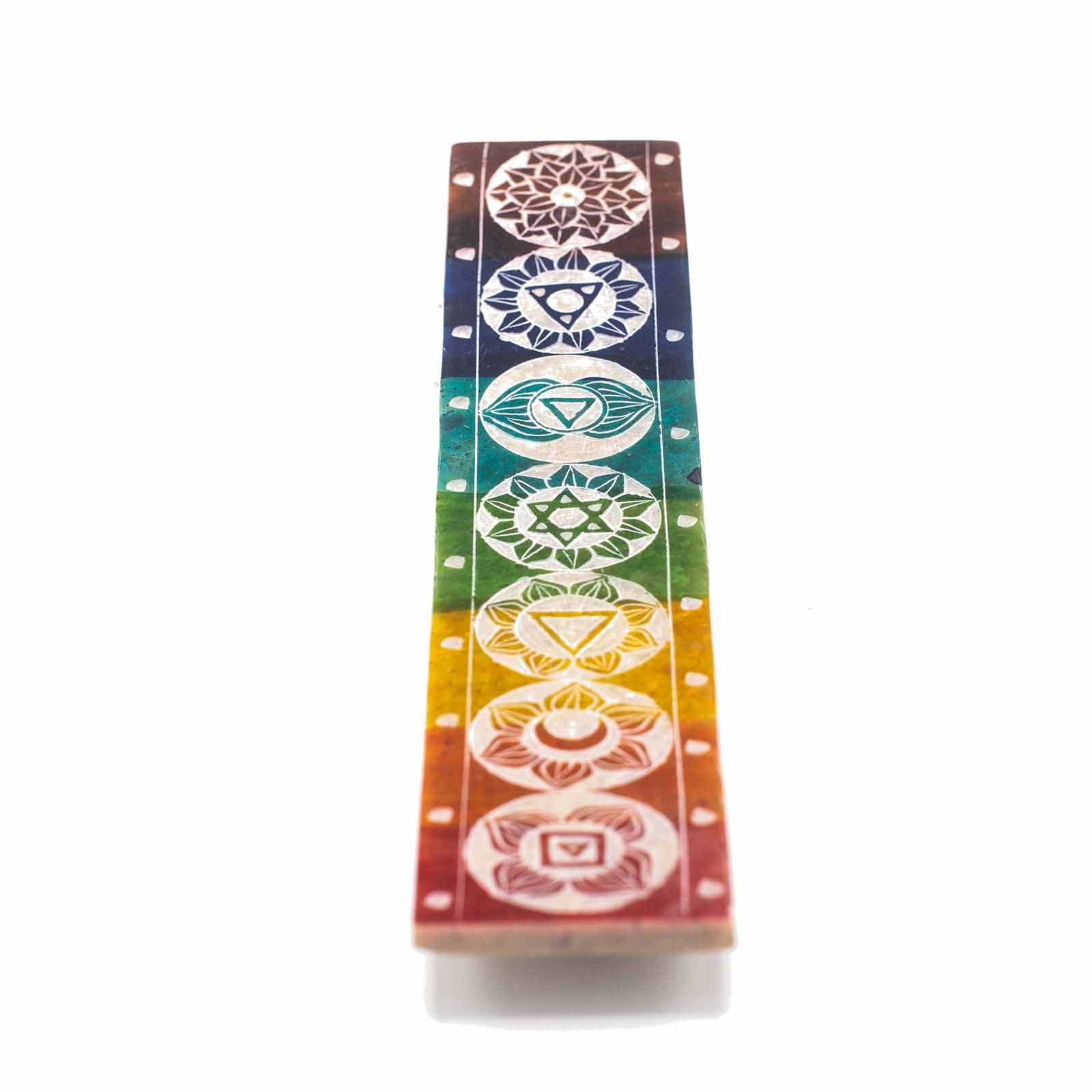 Engraved Soapstone Seven Chakra Incense Stick Holder1