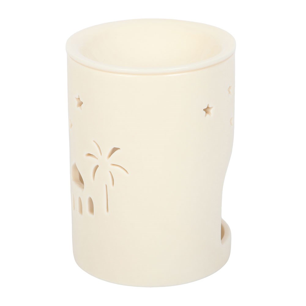 White Ceramic Cut-Out Mosque Multi-Purpose Oil & Bakhoor Burner2