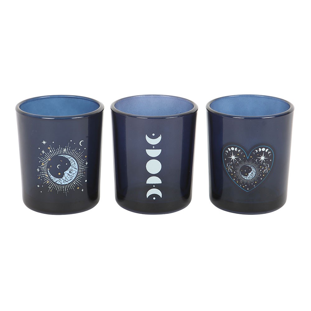 Set of 3 Blue Moon Votive Candle Holders1