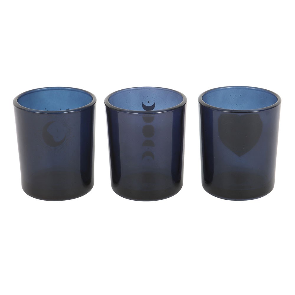 Set of 3 Blue Moon Votive Candle Holders2