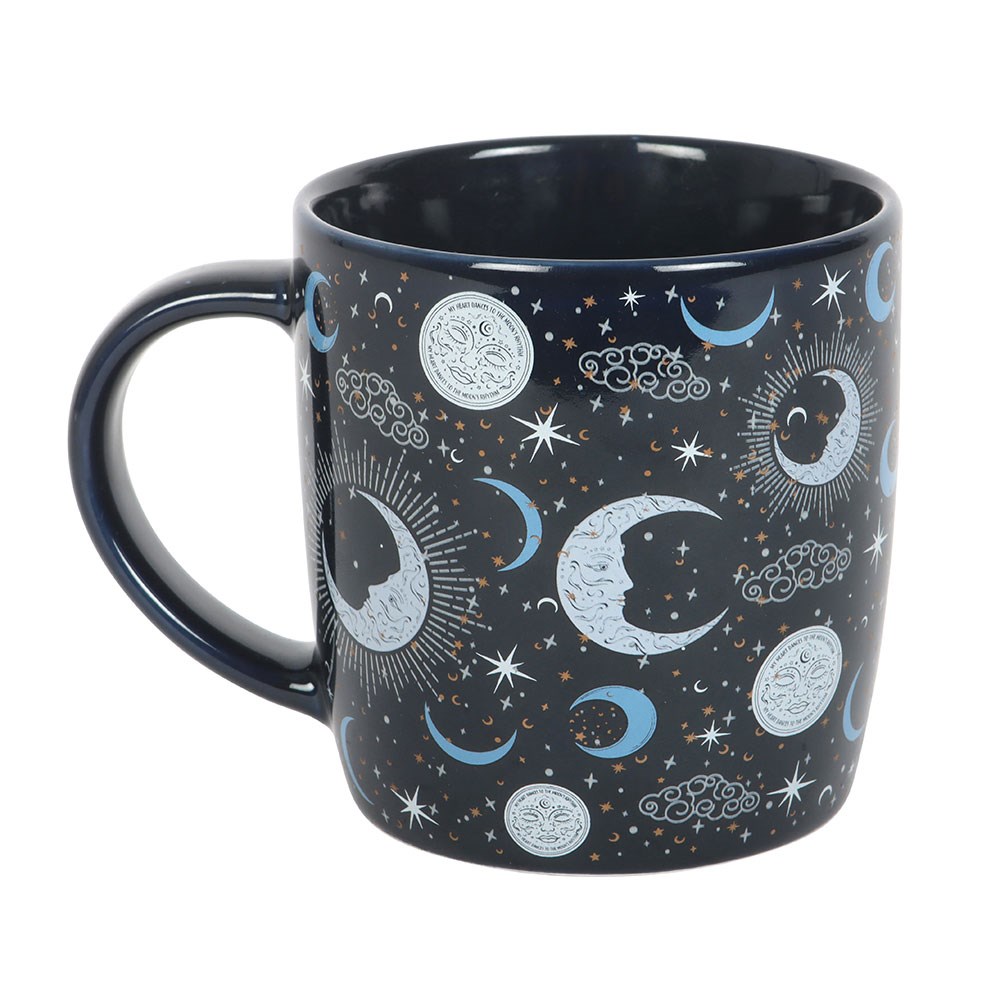 Celestial Sun and Moon Print Navy Mug (500ml)