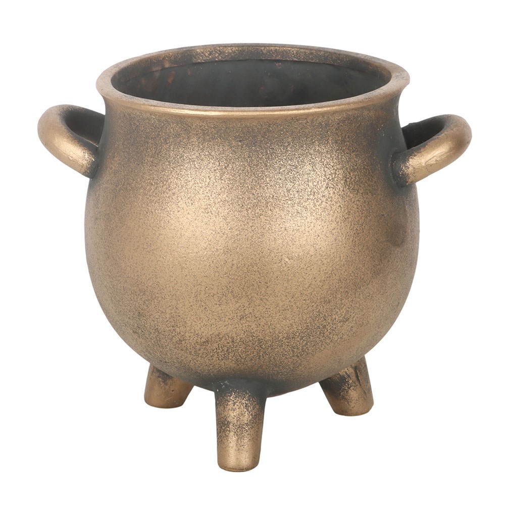 Herbal Magic Bronze Effect Terracotta Cauldron Plant Pot2