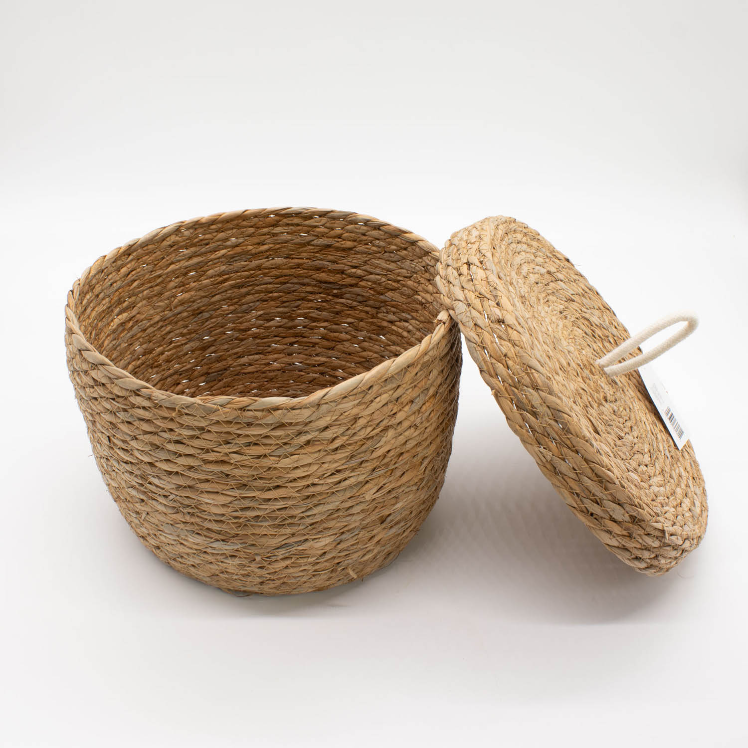 Set of 3 Natural Seagrass Round Storage Baskets with Lids2