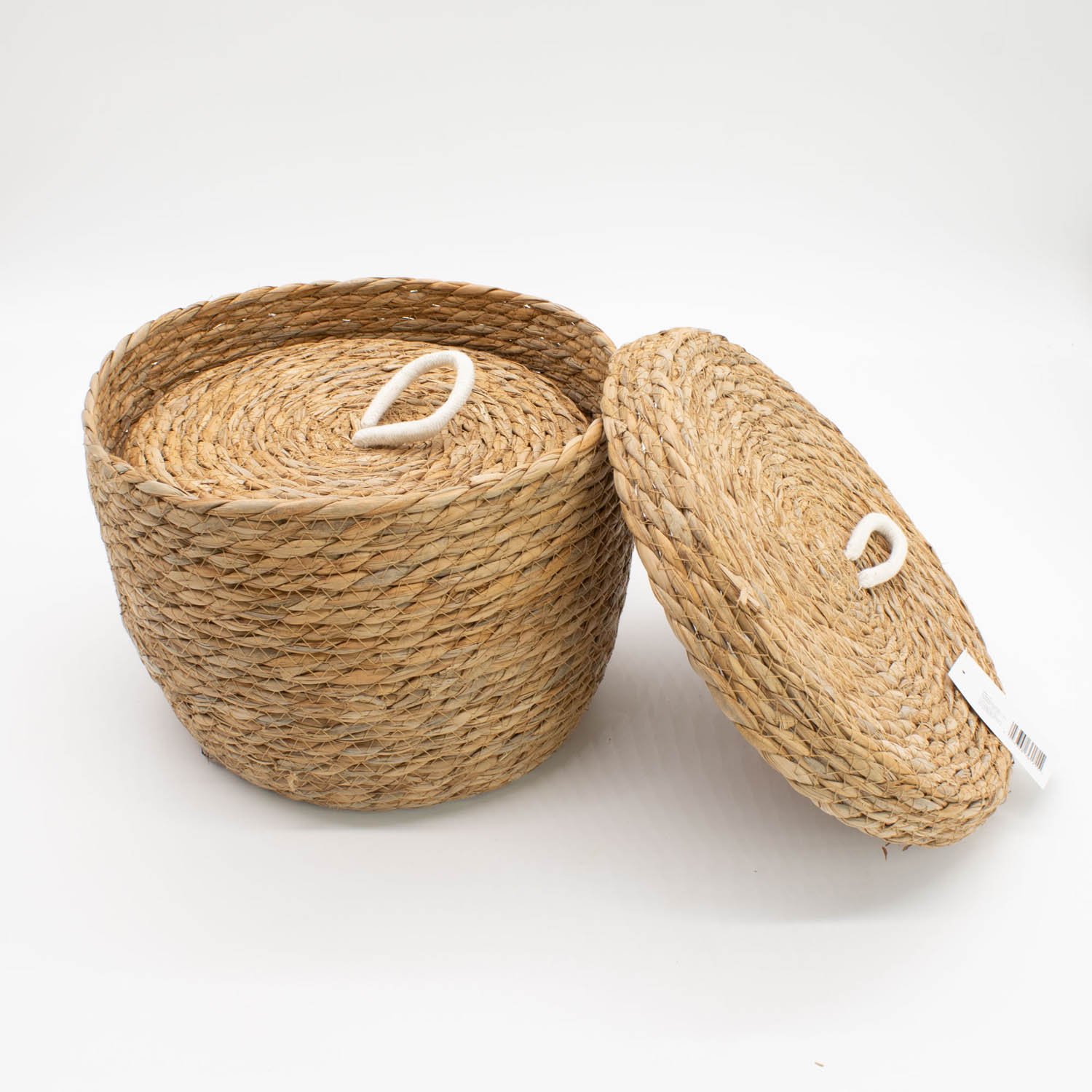 Set of 3 Natural Seagrass Round Storage Baskets with Lids6
