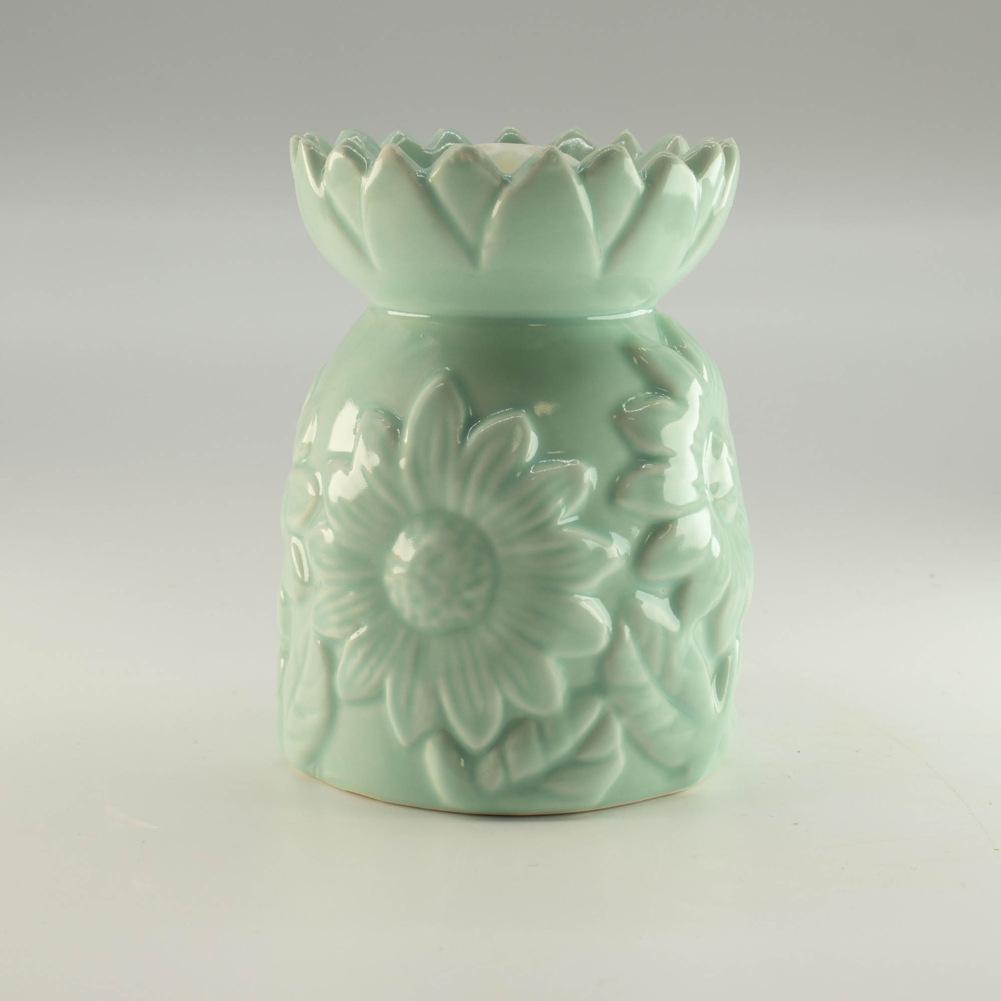 Pastel Green Ceramic Sunflower Oil Burner & Wax Warmer1