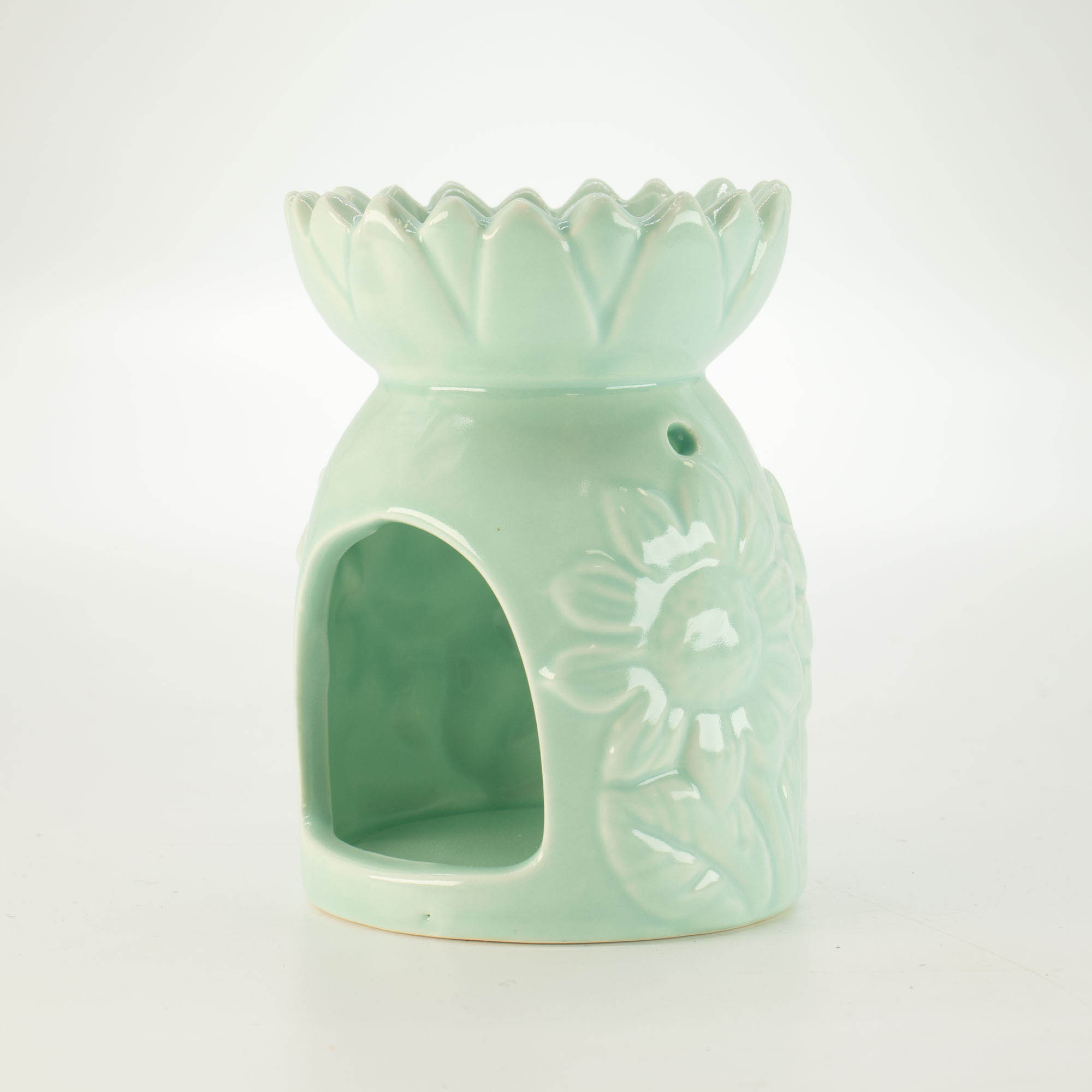 Pastel Green Ceramic Sunflower Oil Burner & Wax Warmer3