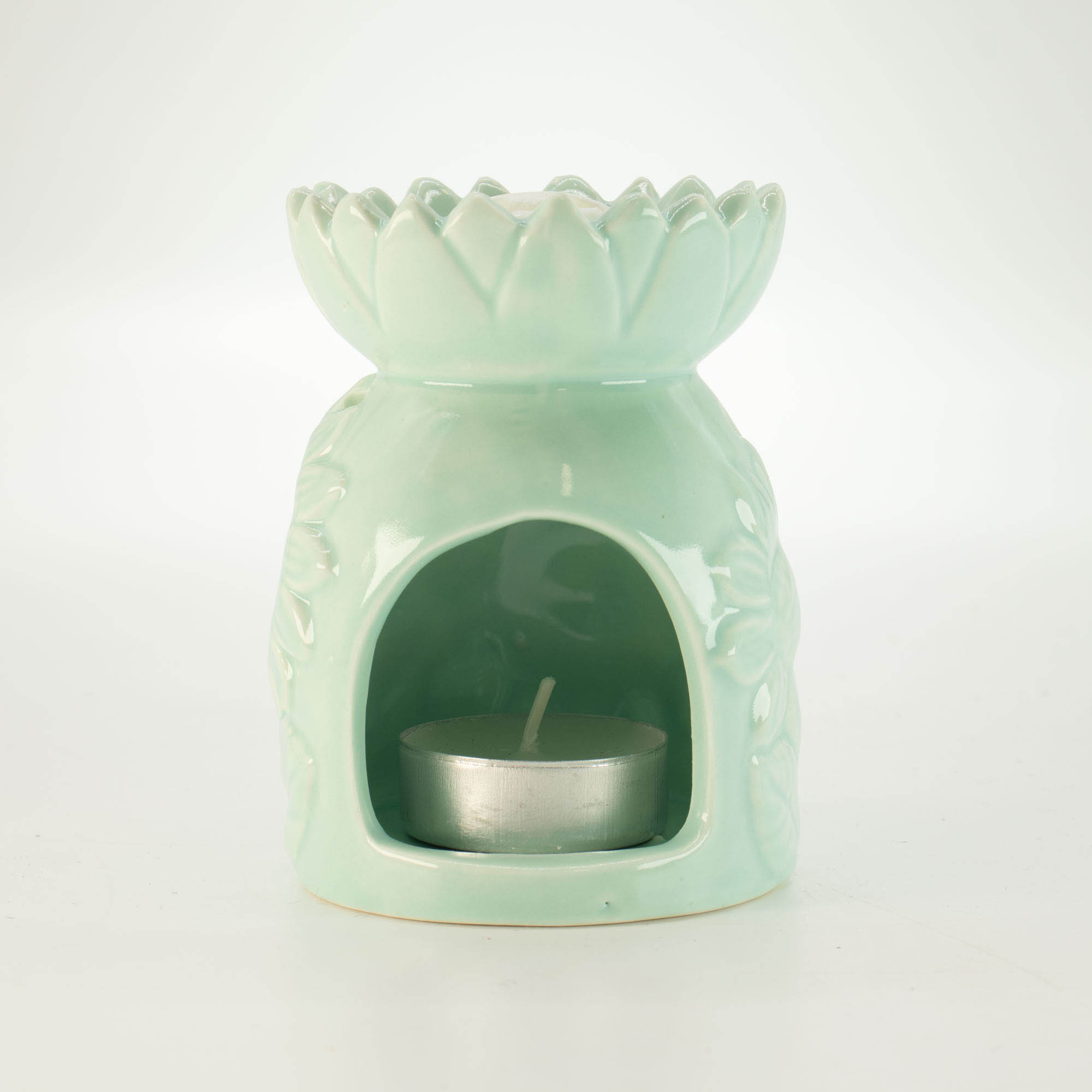 Pastel Green Ceramic Sunflower Oil Burner & Wax Warmer5