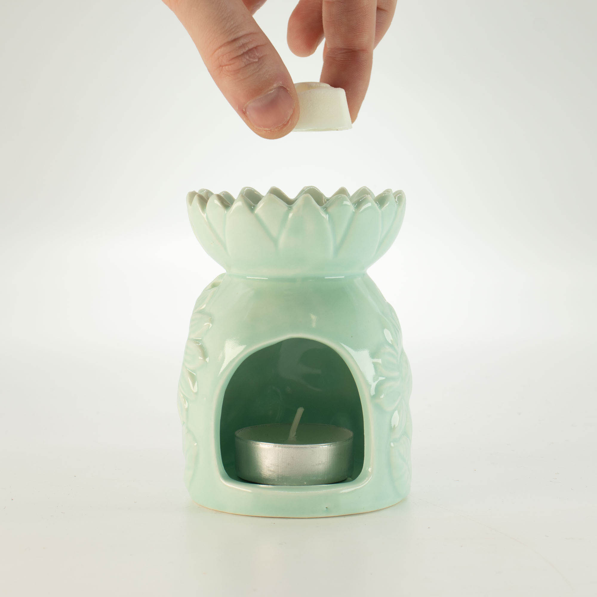 Pastel Green Ceramic Sunflower Oil Burner & Wax Warmer7