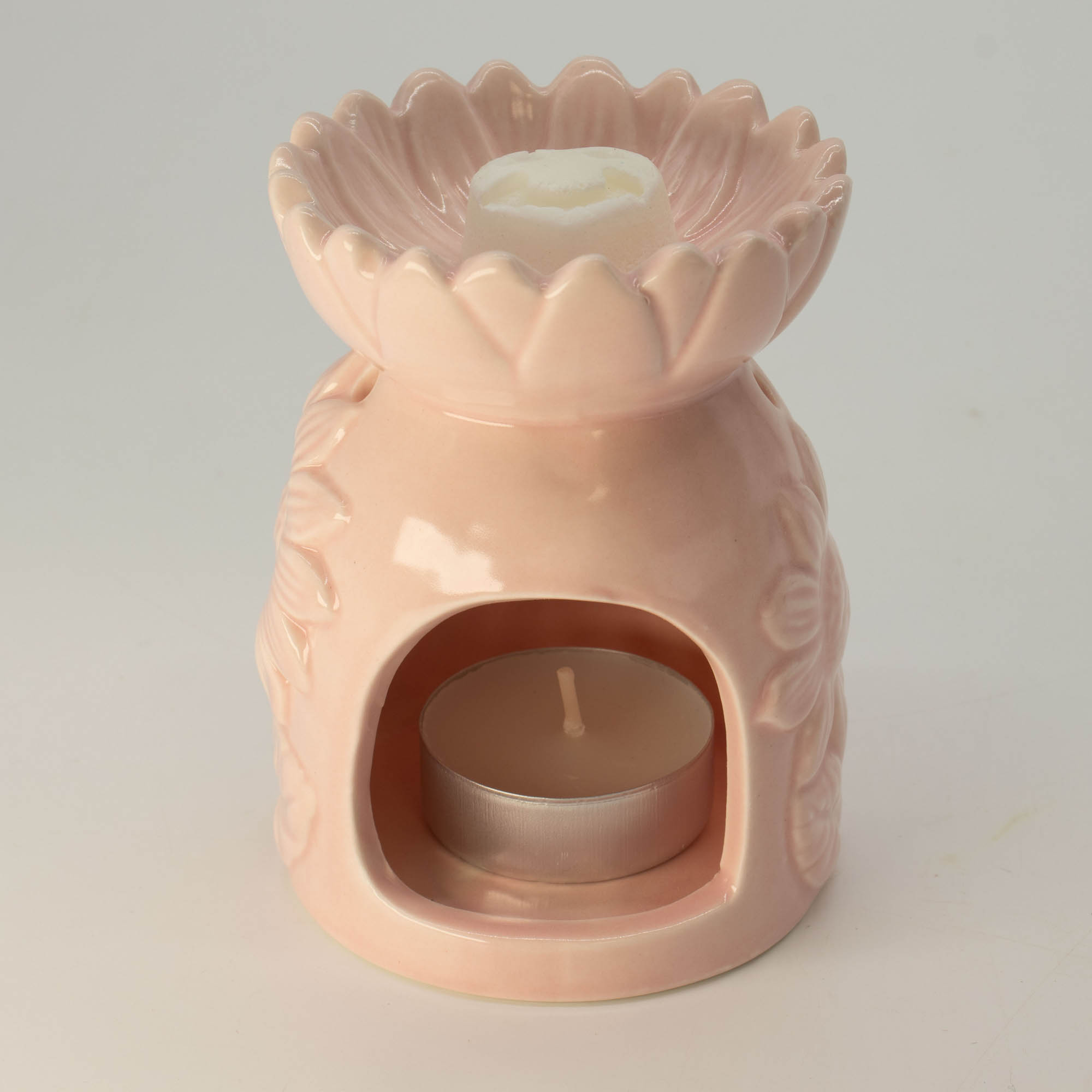 Pastel Pink Ceramic Sunflower Oil Burner & Wax Warmer1