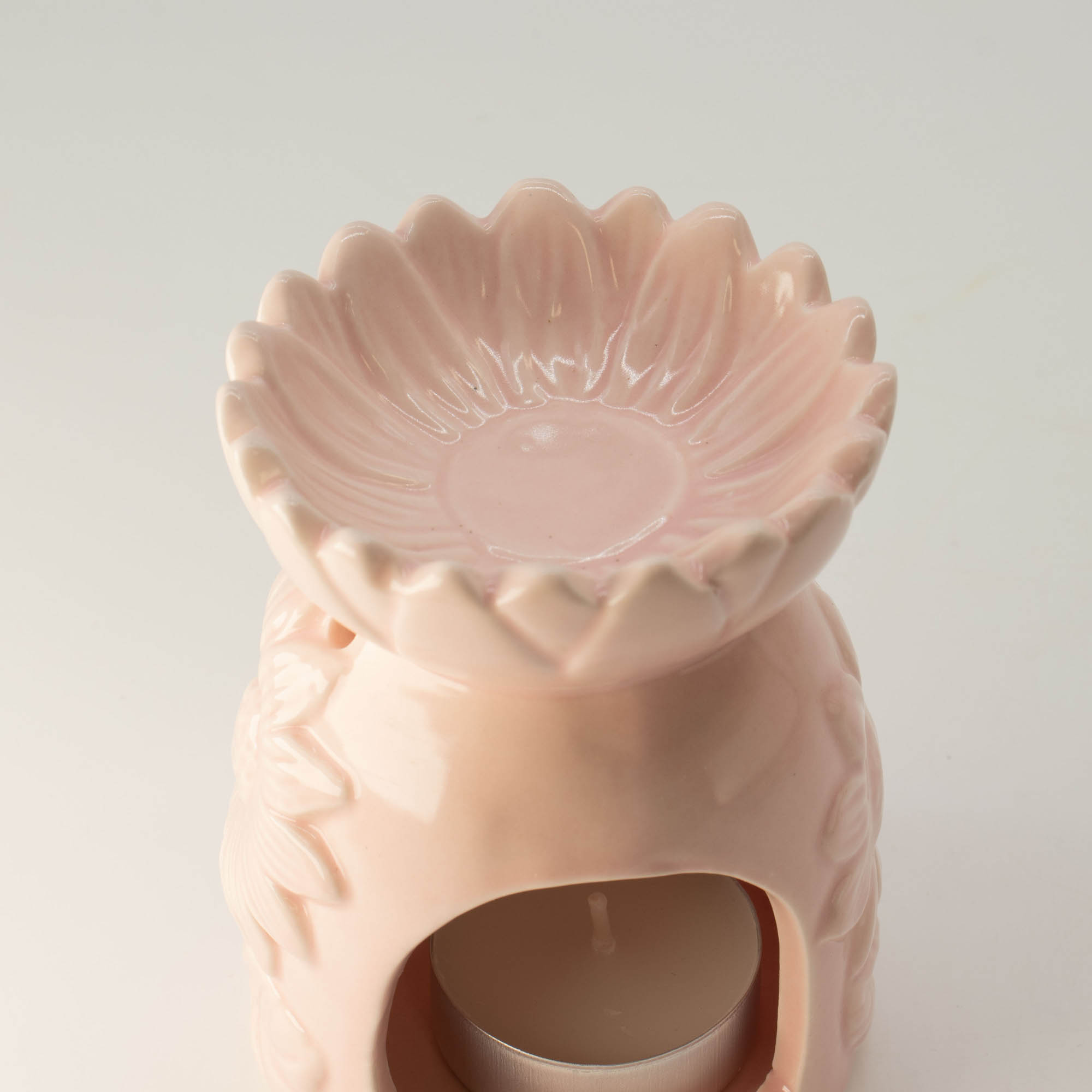 Pastel Pink Ceramic Sunflower Oil Burner & Wax Warmer2