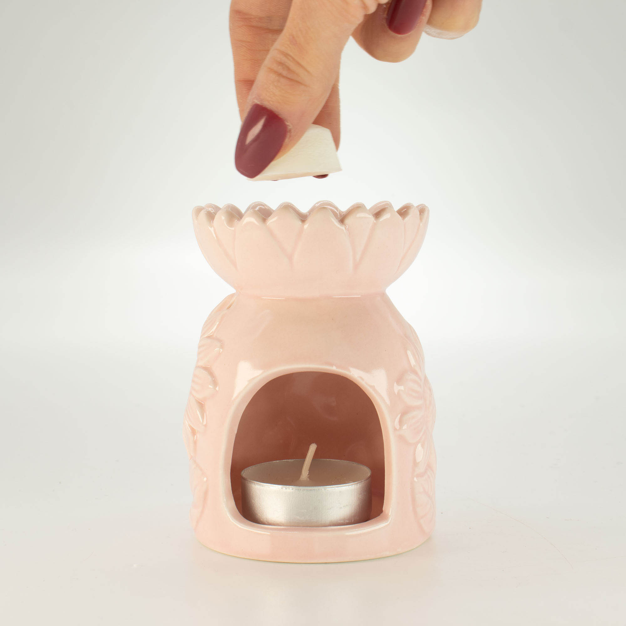 Pastel Pink Ceramic Sunflower Oil Burner & Wax Warmer5