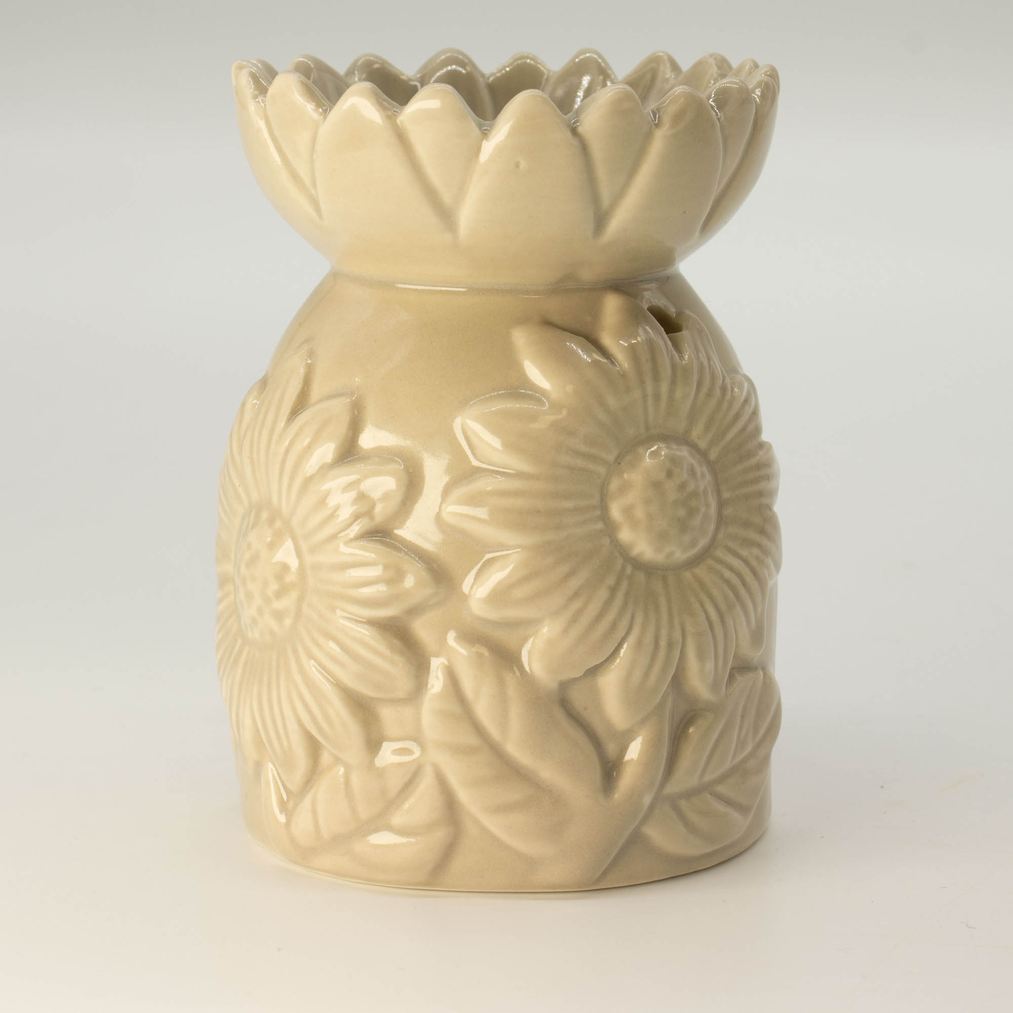 Pastel Beige Ceramic Sunflower Oil Burner & Wax Warmer