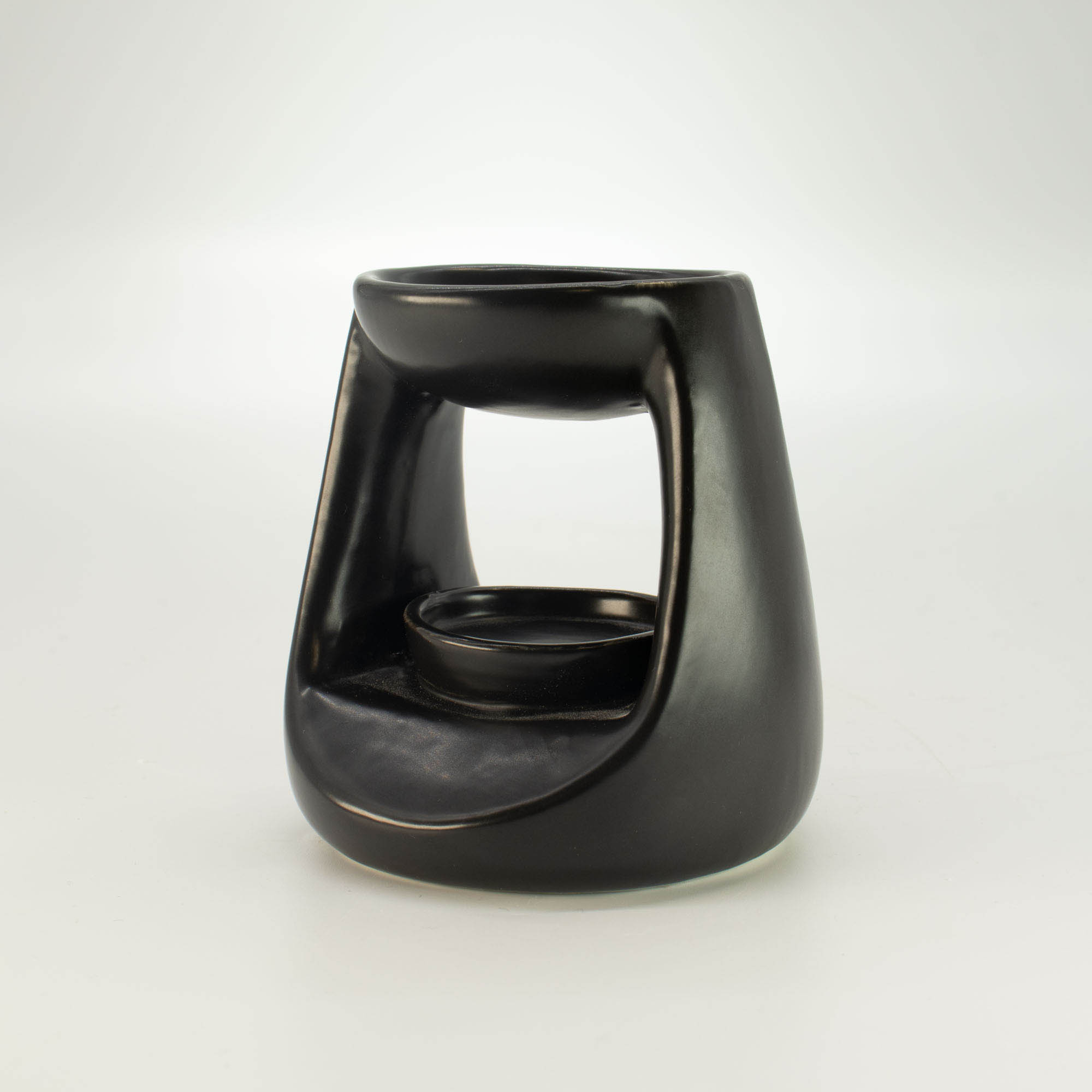 Small Matt Black Zen Ceramic Oil Burner & Wax Melt Warmer1