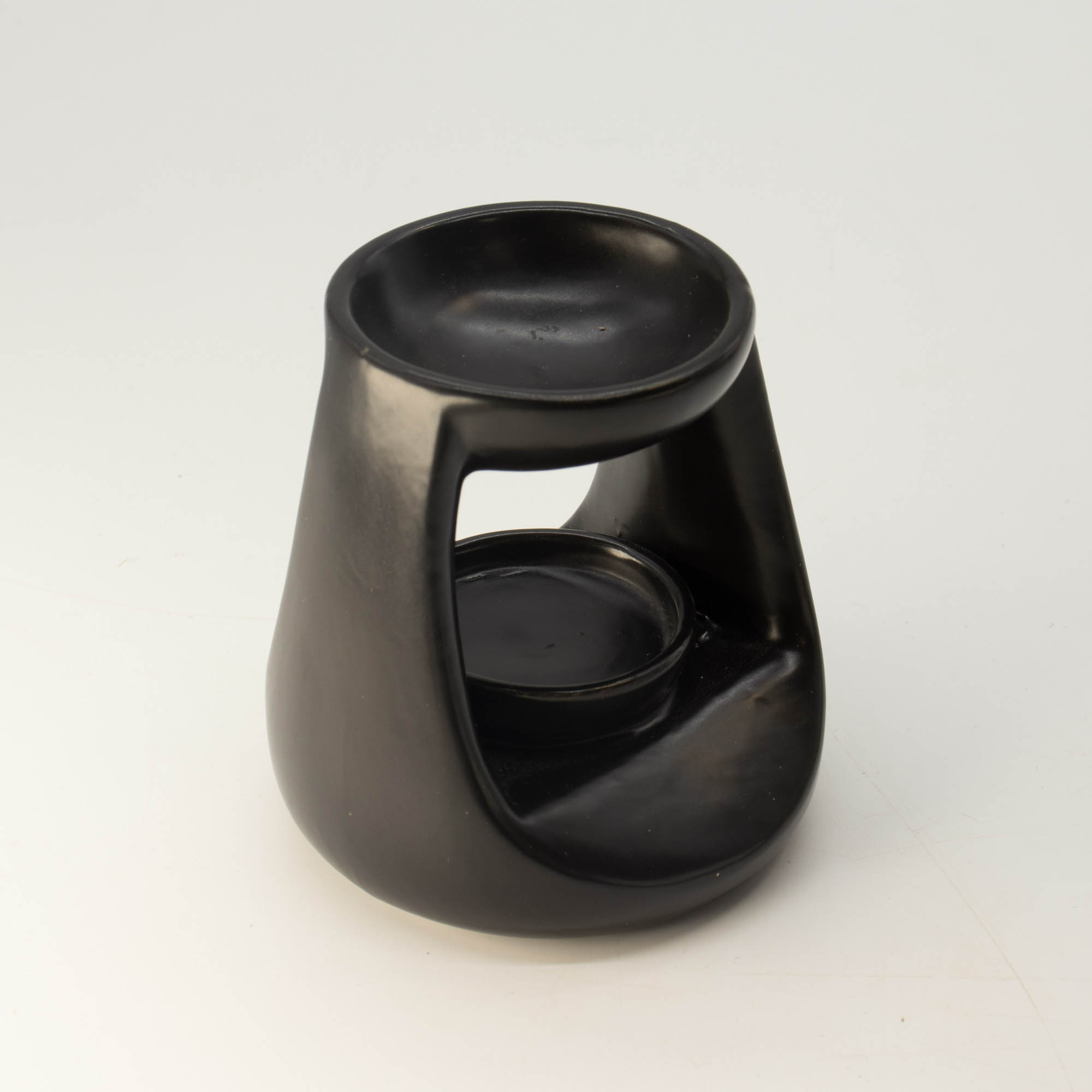 Small Matt Black Zen Ceramic Oil Burner & Wax Melt Warmer2