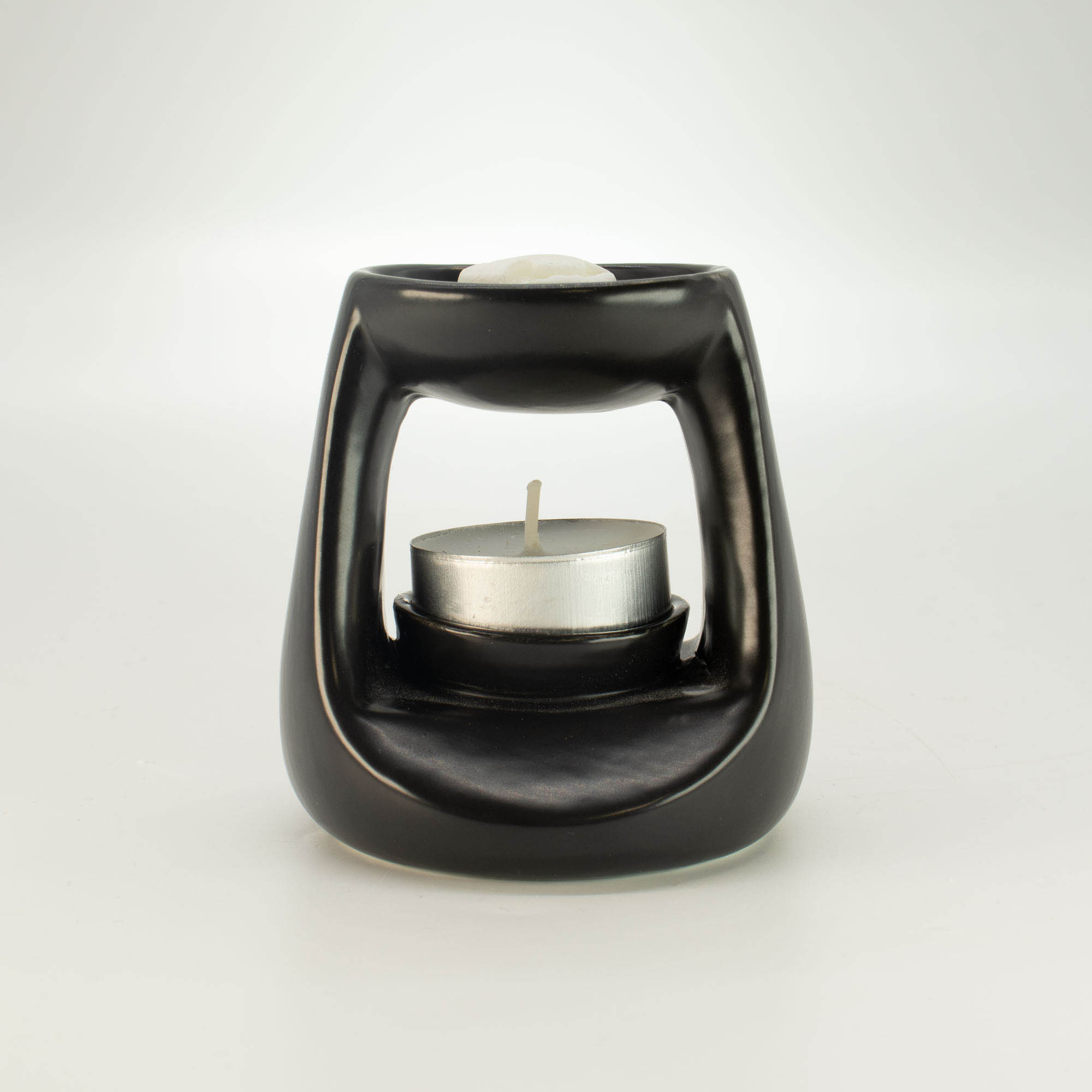 Small Matt Black Zen Ceramic Oil Burner & Wax Melt Warmer3