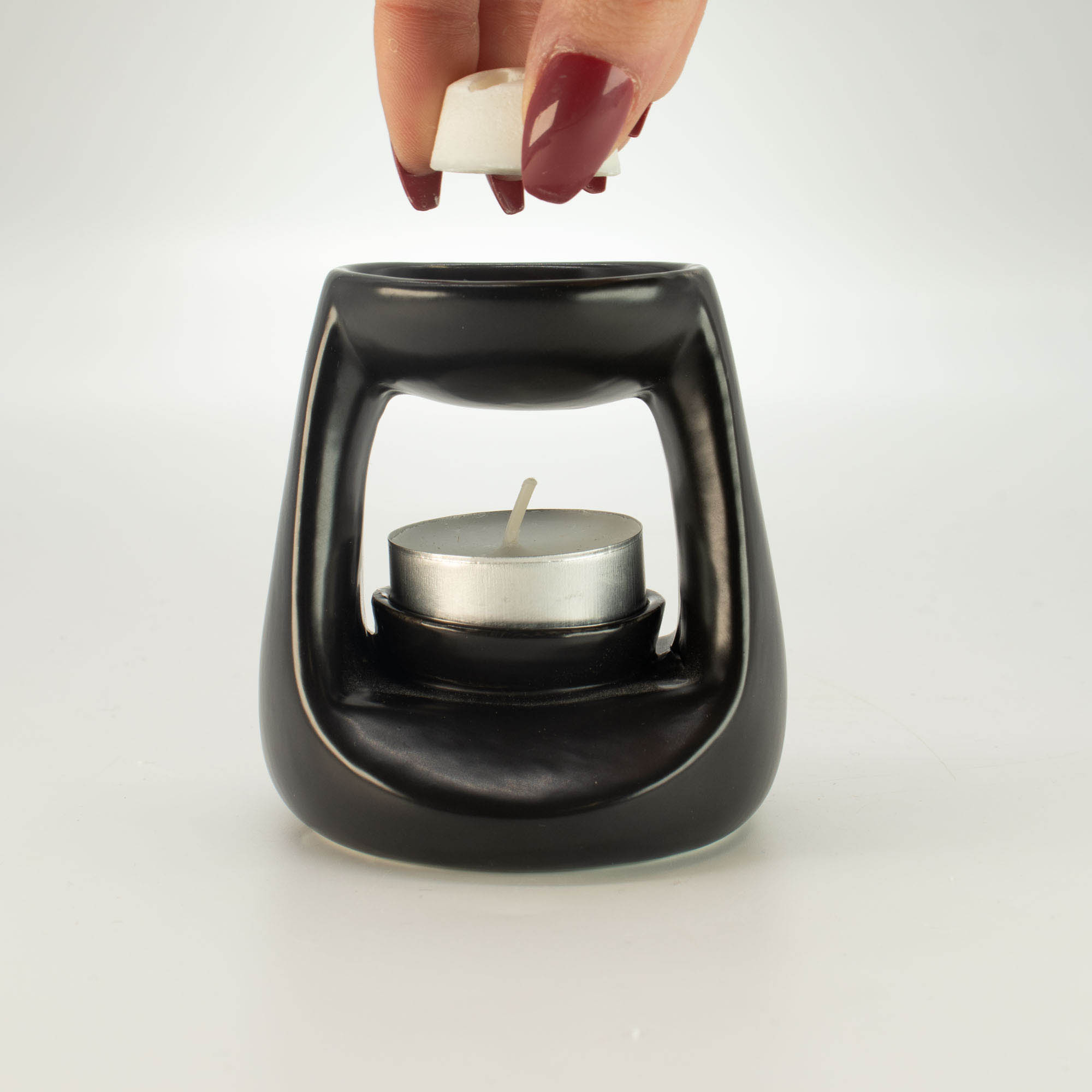 Small Matt Black Zen Ceramic Oil Burner & Wax Melt Warmer5