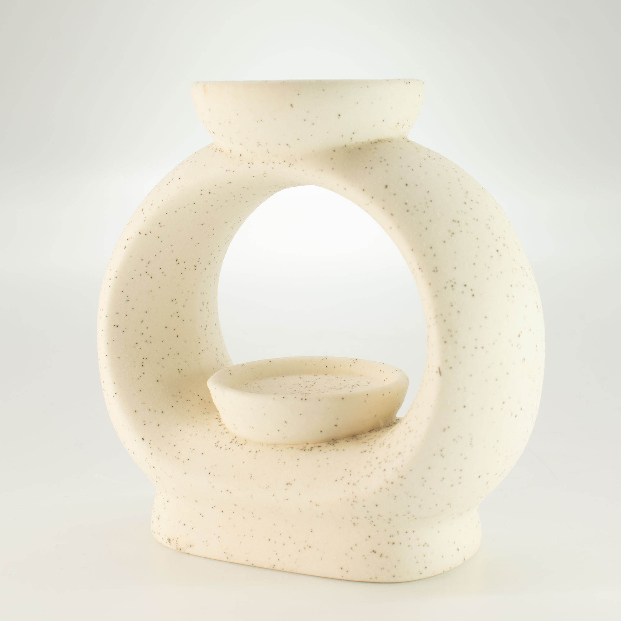 Large Speckled Off-White Zen Ceramic Oil Burner & Wax Melt Warmer1