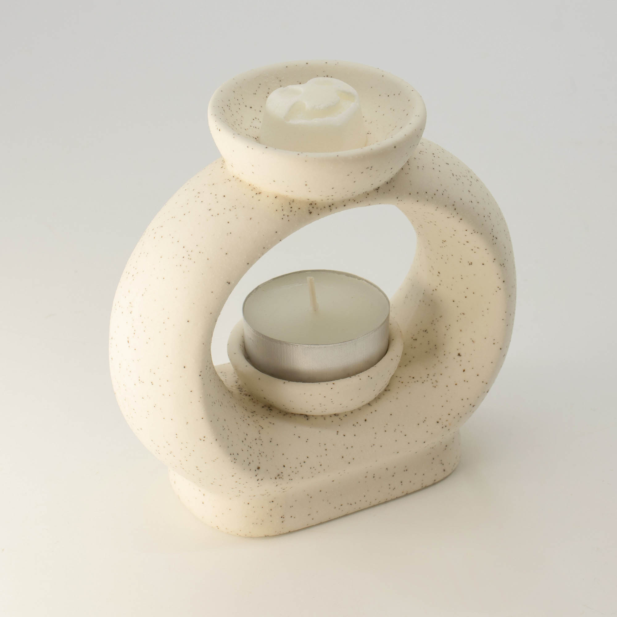 Large Speckled Off-White Zen Ceramic Oil Burner & Wax Melt Warmer3