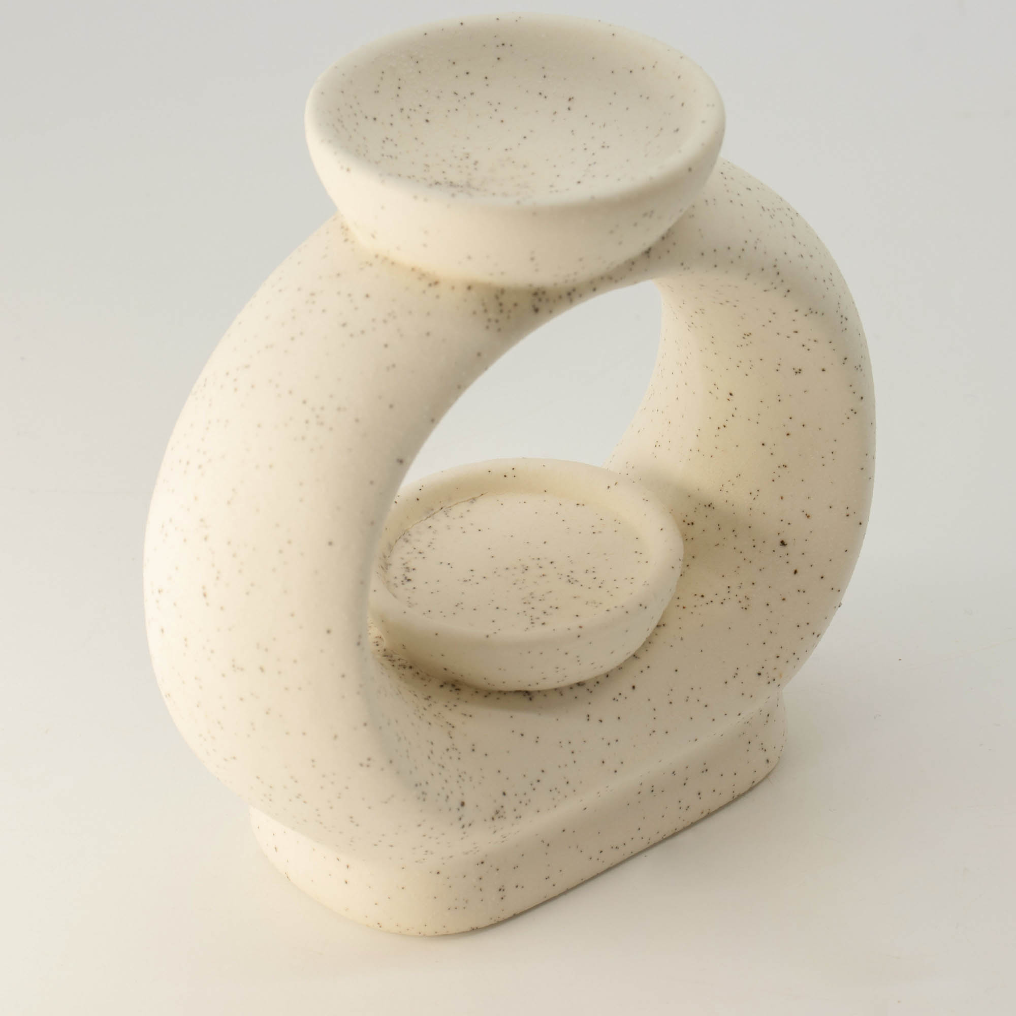 Large Speckled Off-White Zen Ceramic Oil Burner & Wax Melt Warmer4