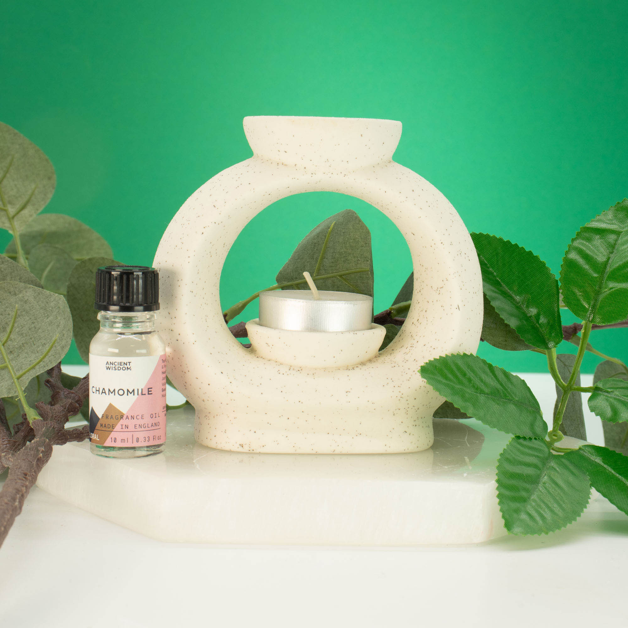 Large Speckled Off-White Zen Ceramic Oil Burner & Wax Melt Warmer6