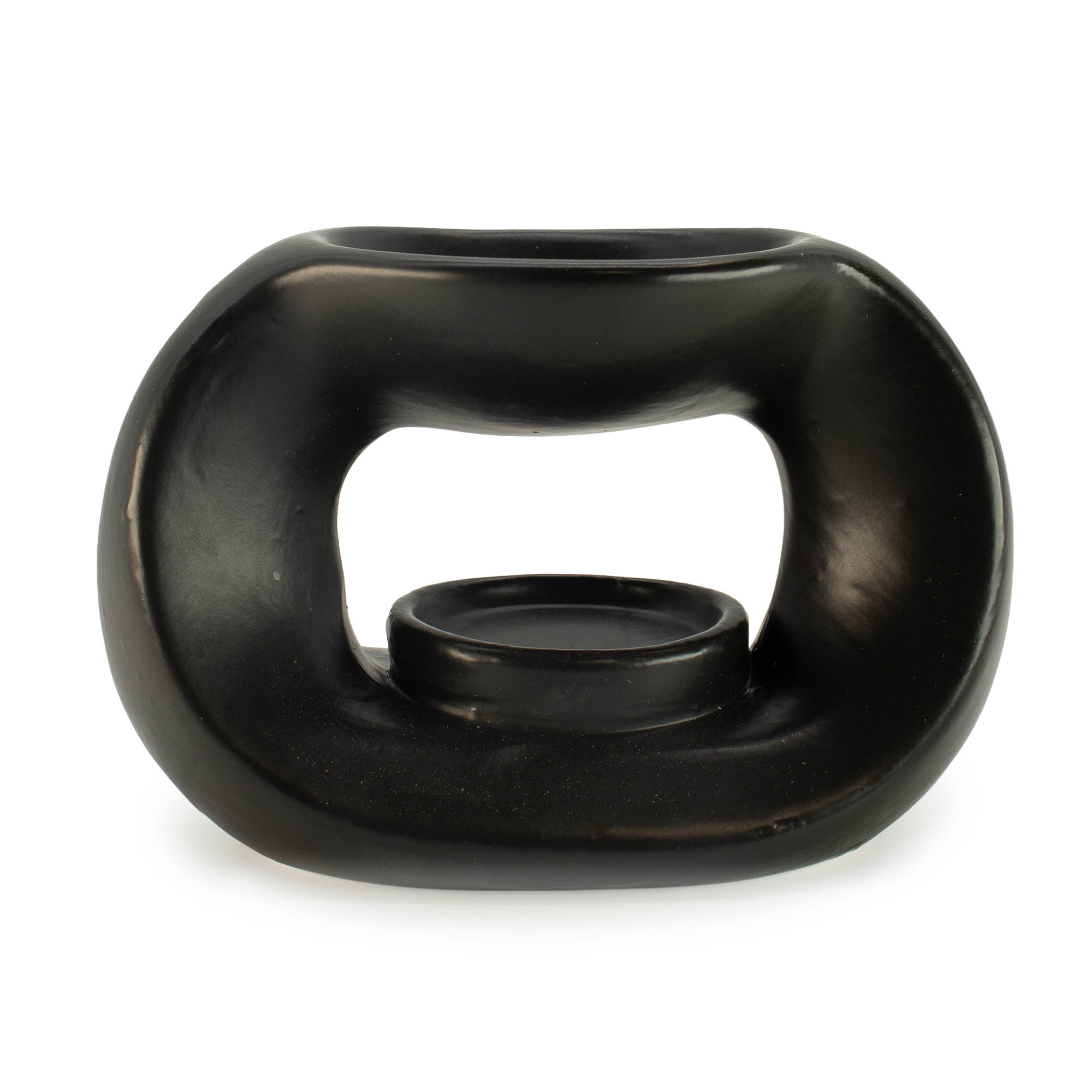 Matt Black Oval Pebble Zen Ceramic Oil Burner & Wax Melt Warmer