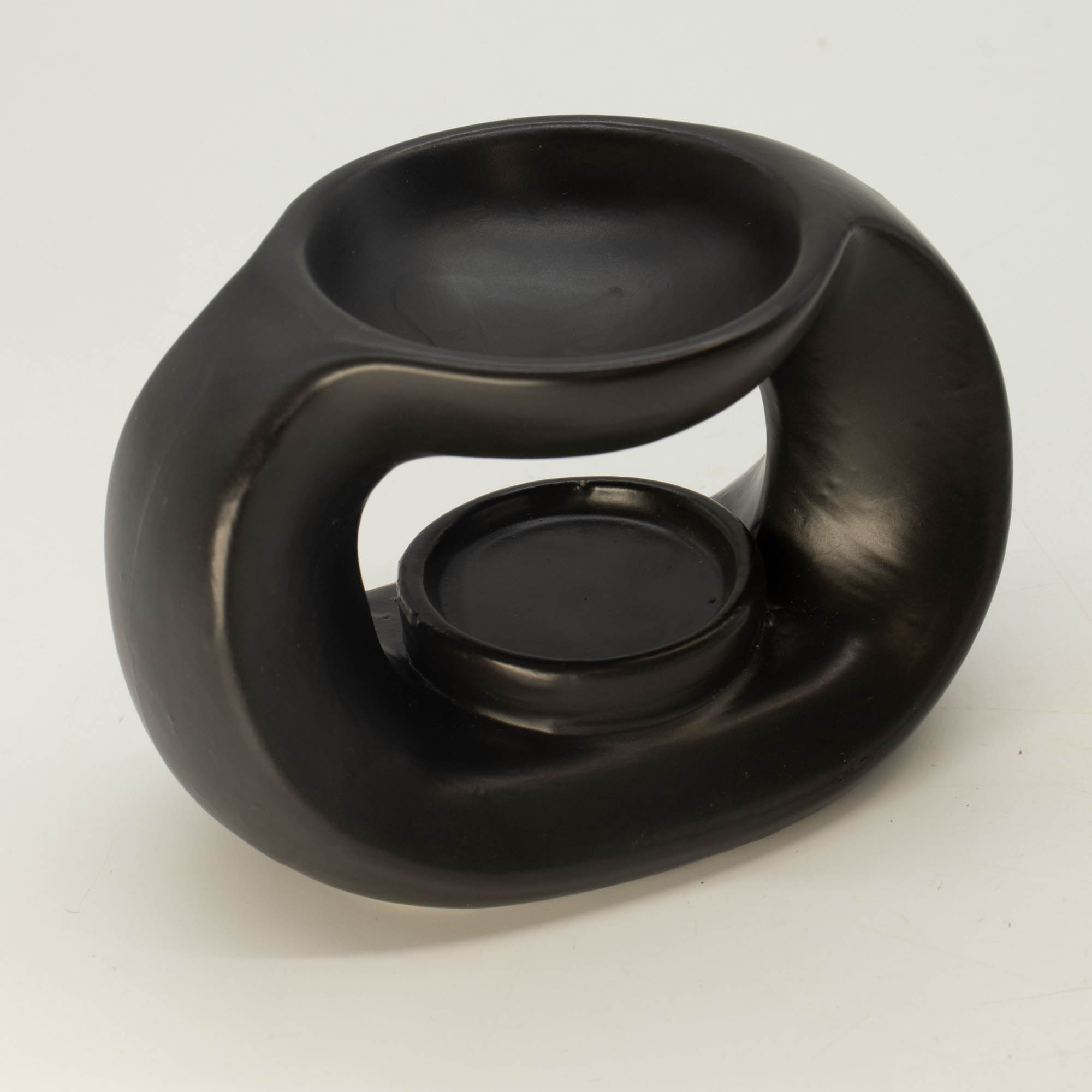 Matt Black Oval Pebble Zen Ceramic Oil Burner & Wax Melt Warmer1